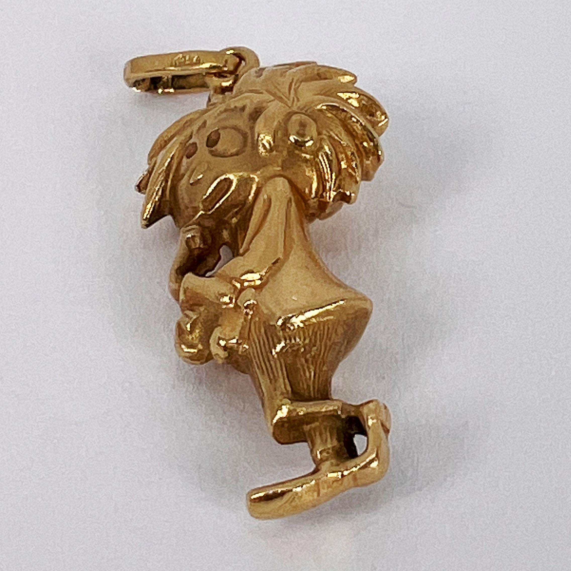 Cartoon Character 18K Yellow Gold Charm Pendant For Sale 3