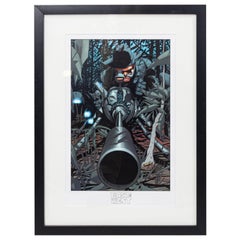 Cartoon Drawing of a Man with a Gun in the Jungle