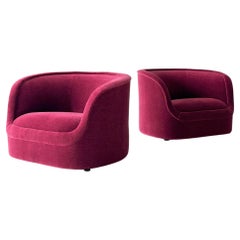Cartouche Chairs by Ward Bennett for Brickell Associates in Mohair