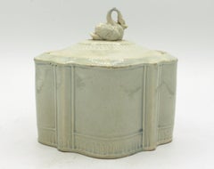 Cartouche Form Covered Sugar Bowl with Swan Finial