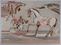 On Horseback - Original handsigned lithograph