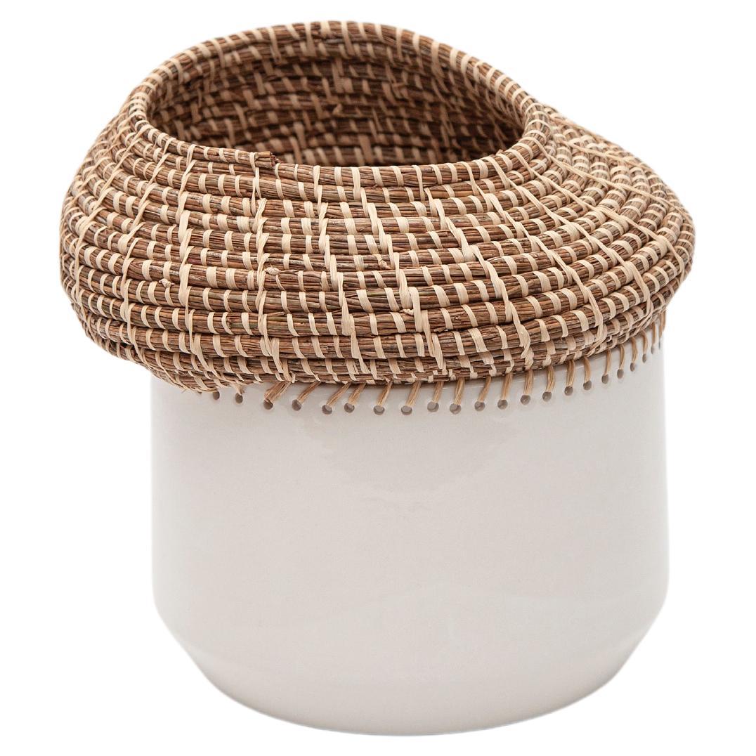 Caruma - Pine Tree Needles Basketry and Ceramic Vase by Eneida Lombe Tavares For Sale