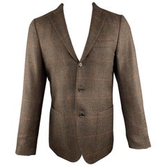 CARUSO 40 R Brown Wool / Silk / Cashmere Notch Lapel Sport Coat