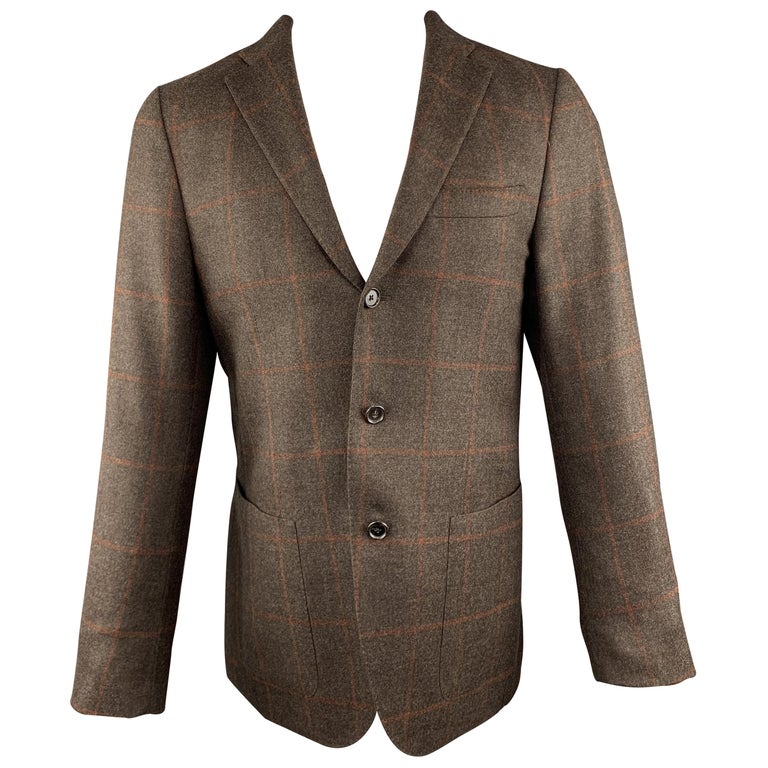 CARUSO 40 R Brown Wool / Silk / Cashmere Notch Lapel Sport Coat at ...