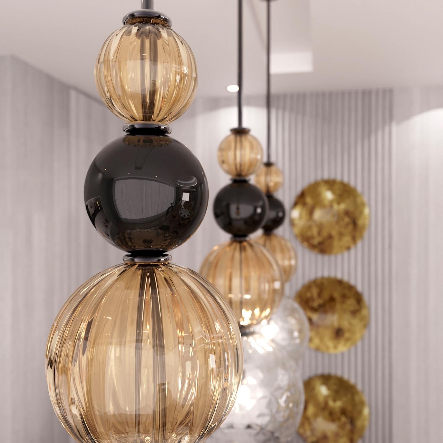 Italian CARUSO Designer Murano Glass Pendant Lamp with Certificate of Origin For Sale