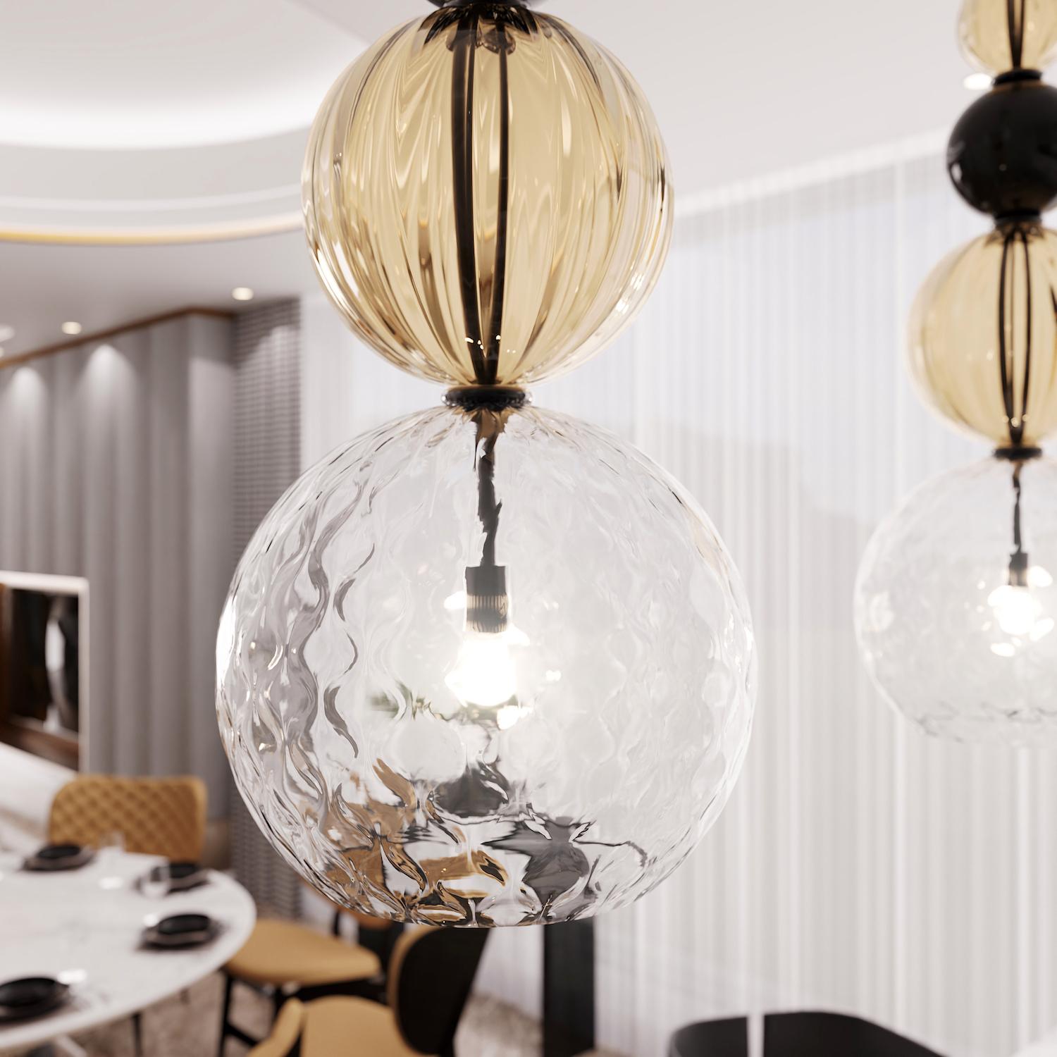 Contemporary CARUSO Designer Murano Glass Pendant Lamp with Certificate of Origin For Sale