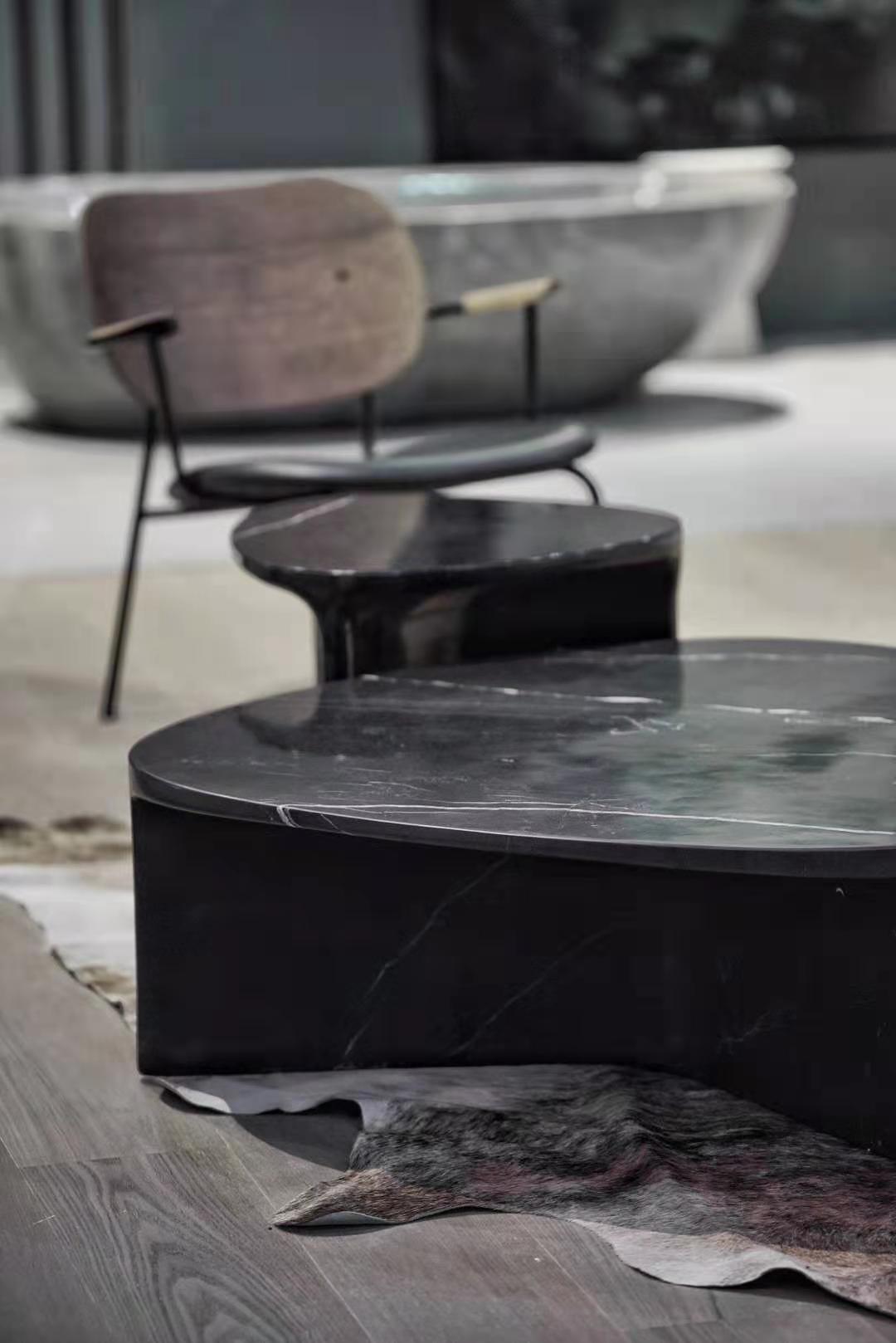 Modern Carv Coffee Table in Black, Nero Marquina Marble by Daniel Fintzi for Formar For Sale