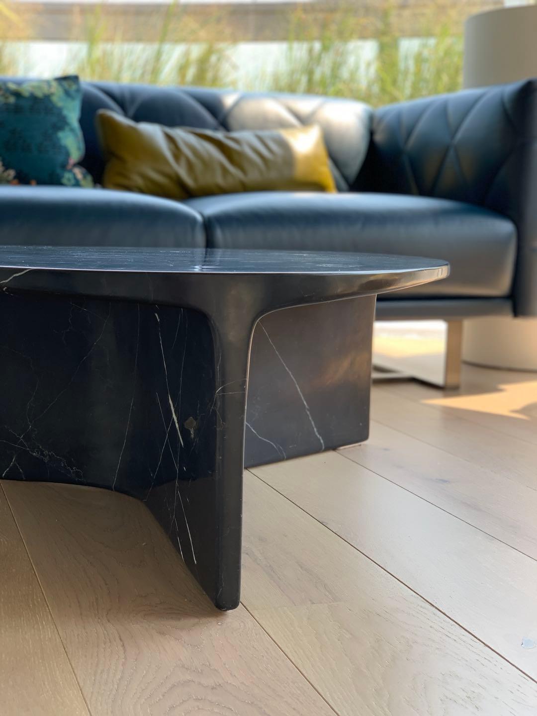 Chinese Carv Coffee Table in Black, Nero Marquina Marble by Daniel Fintzi for Formar For Sale