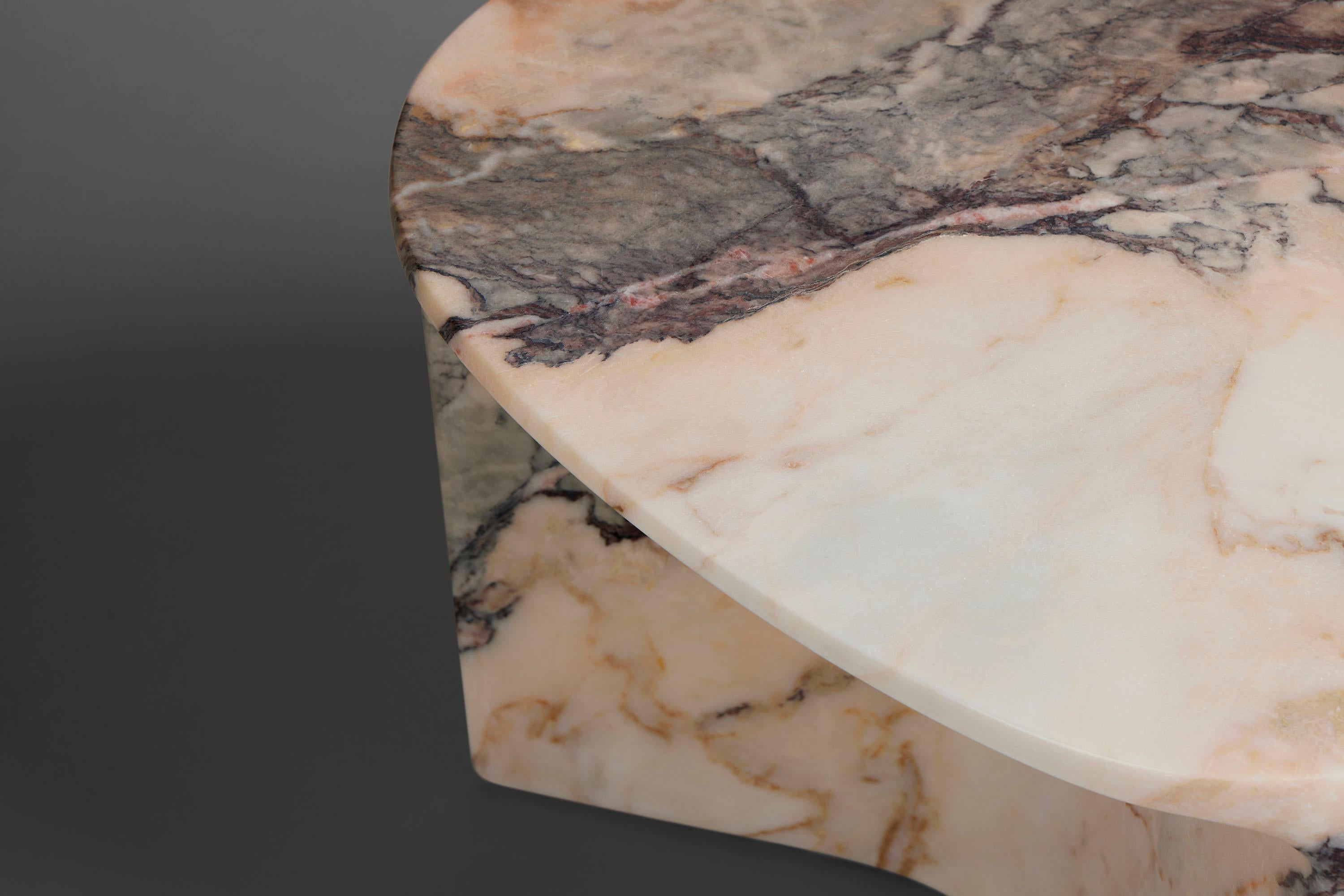 Contemporary Carv Occasional Table in Calacatta Viola marble by Daniel Fintzi for Formar For Sale