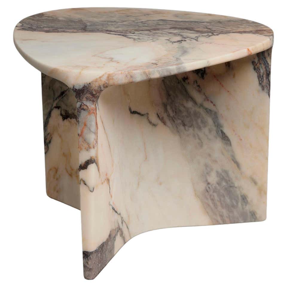 Mid-Century Modern Raw Side Table, Calacatta Viola, Handmade by ...