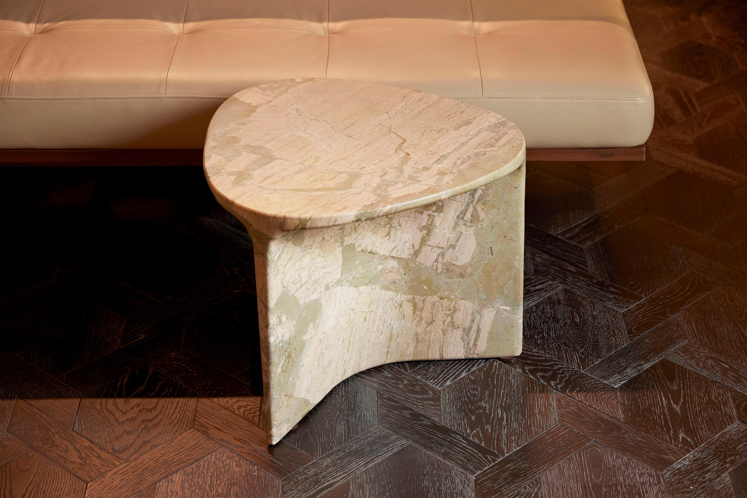 Carved Carv Occasional Table in Ceppo Monet marble by Daniel Fintzi for Formar For Sale
