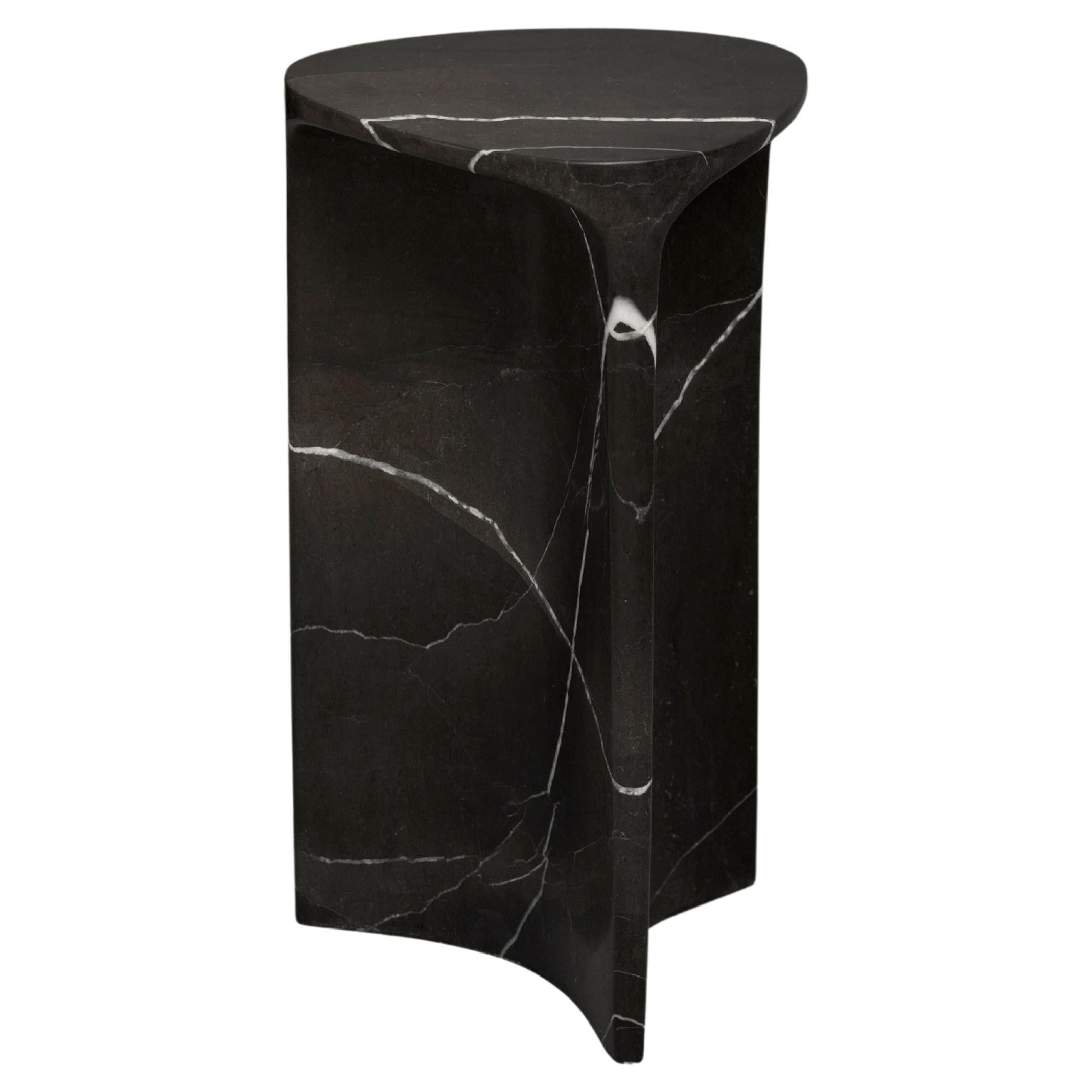 Carv Tall Table in Nero Marquina Marble by Daniel Fintzi for Formar For Sale