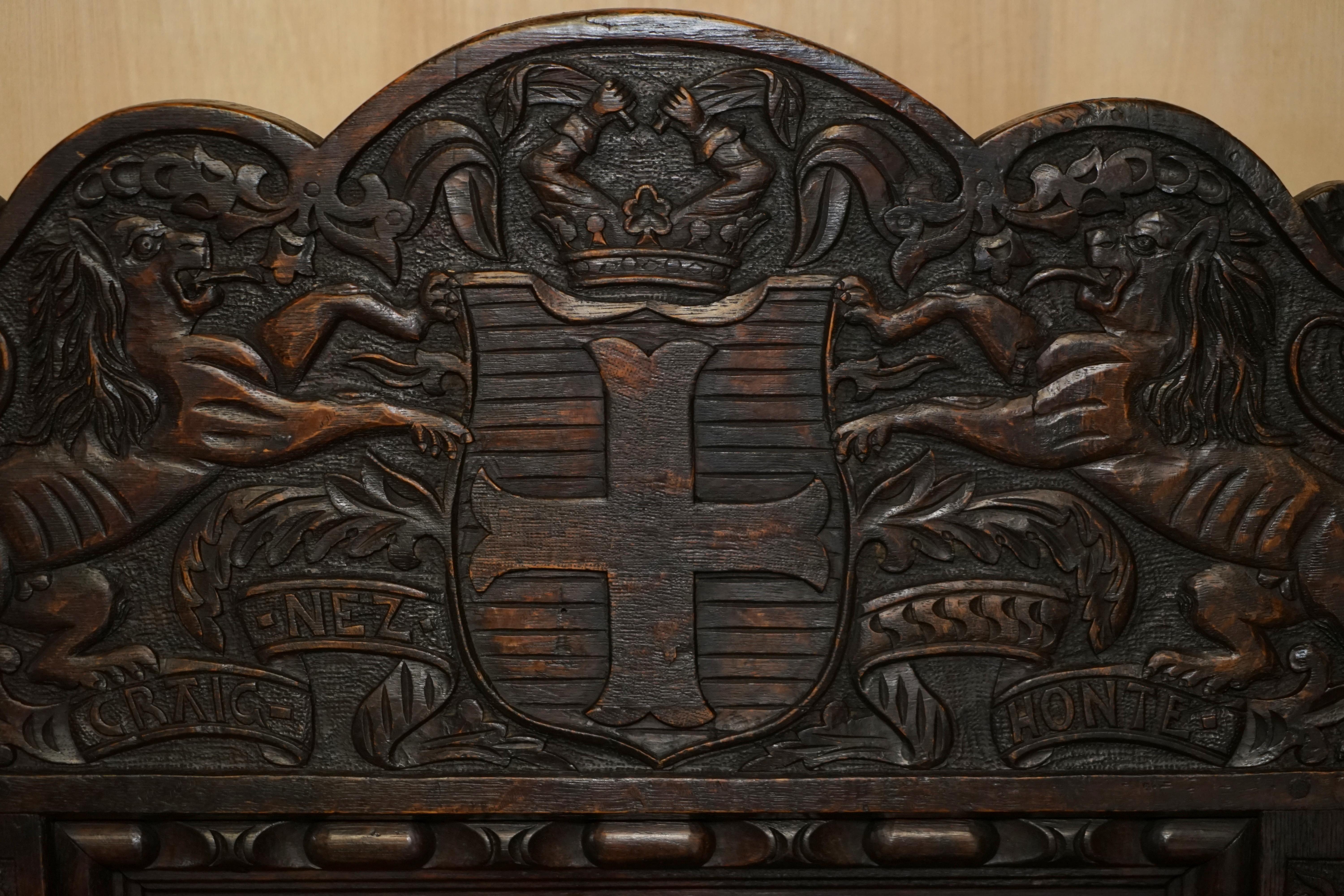 Oak Carved 1690 Dated Commemorative Wainscot Armchair William III Earl of Portland