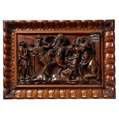Panel Decorativo de Pared Renacentista Tallado del Siglo XVII