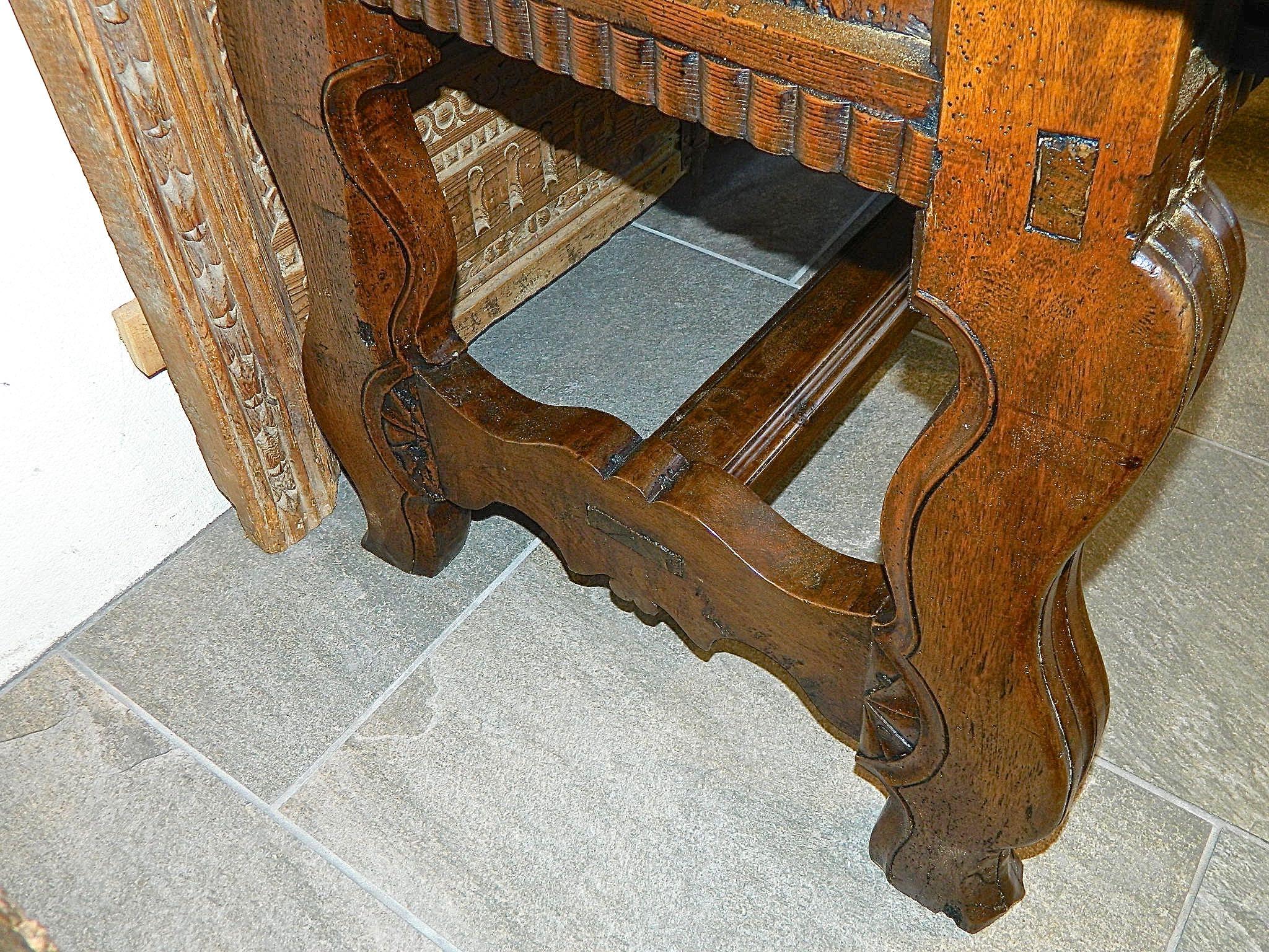 Carved 17th Century Two-Drawer Spanish Library Table 2