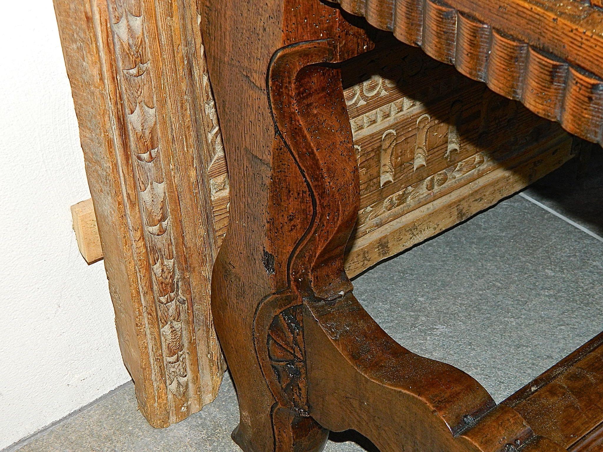 Carved 17th Century Two-Drawer Spanish Library Table 3