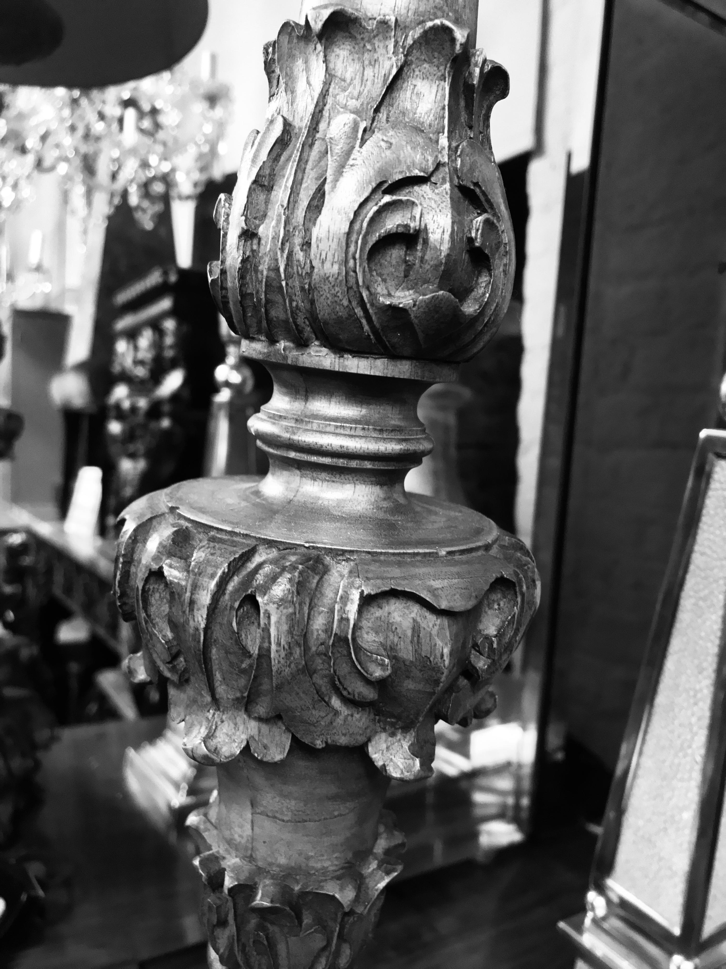 Carved 18th Century Walnut Lamp 4