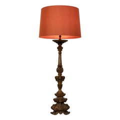 Carved 18th Century Walnut Lamp