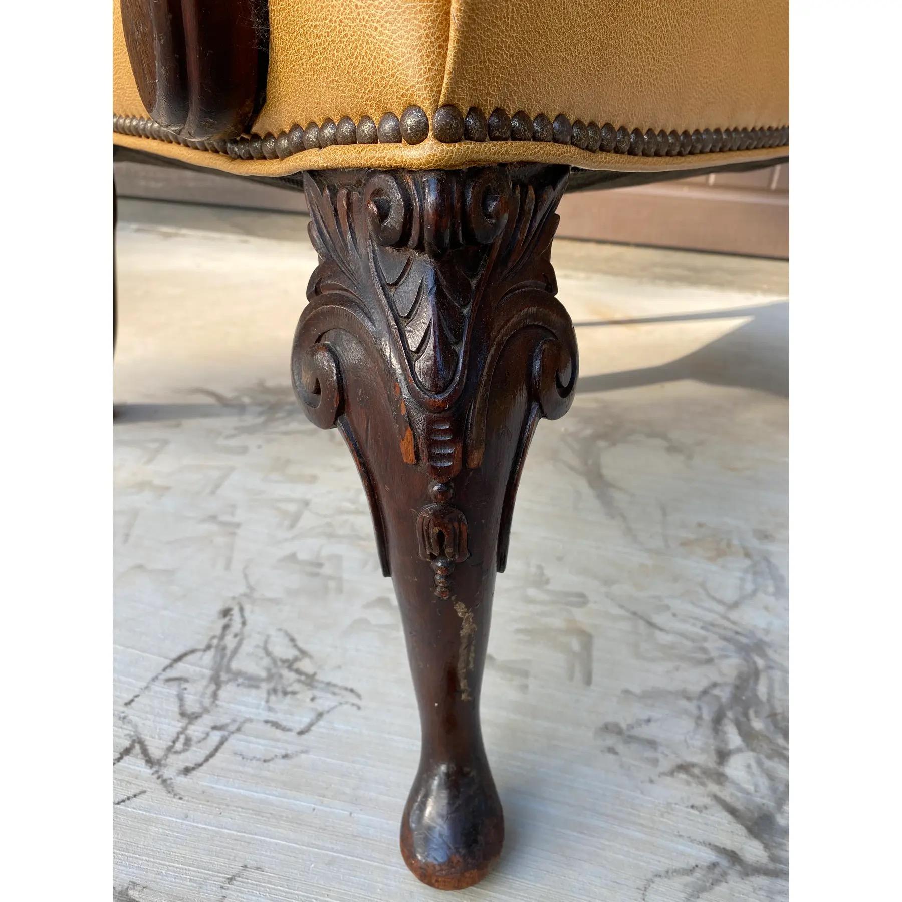 Hand-Carved Carved 19th C. English Georgian Queen Anne Arm Chair For Sale