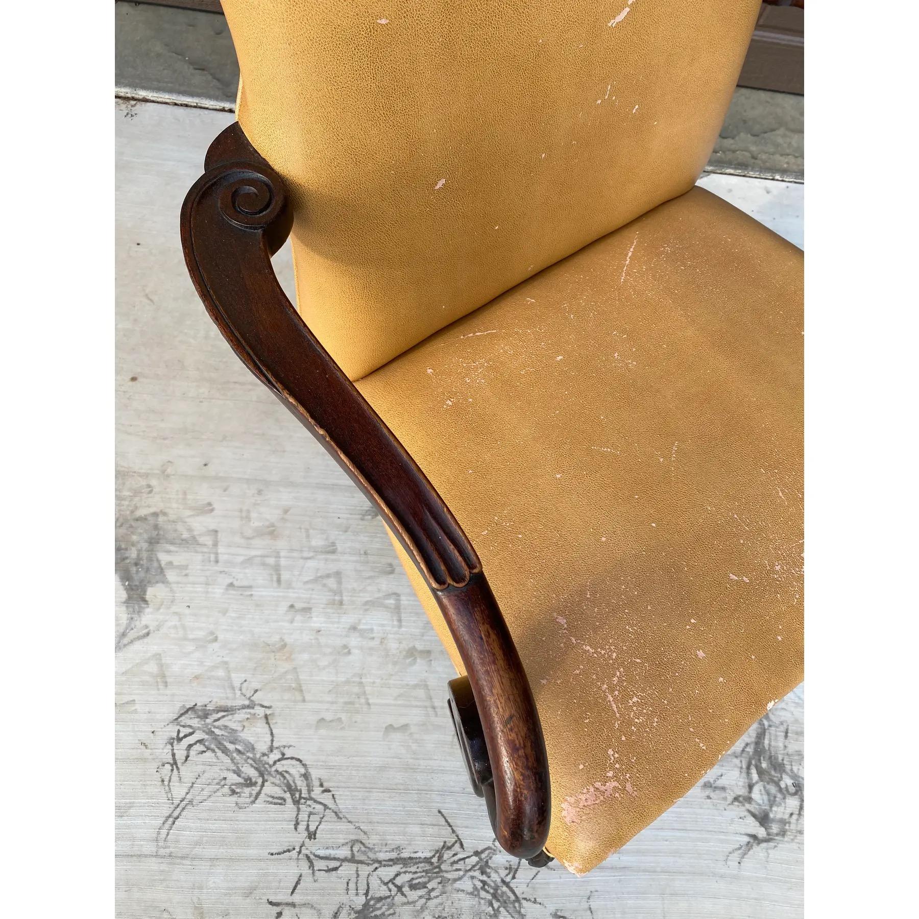 Carved 19th C. English Georgian Queen Anne Arm Chair For Sale 1