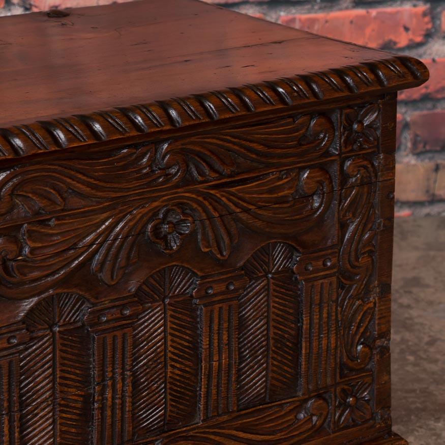 Carved 19th Century Antique Swedish Pine Trunk 2