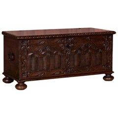 Carved 19th Century Antique Swedish Pine Trunk