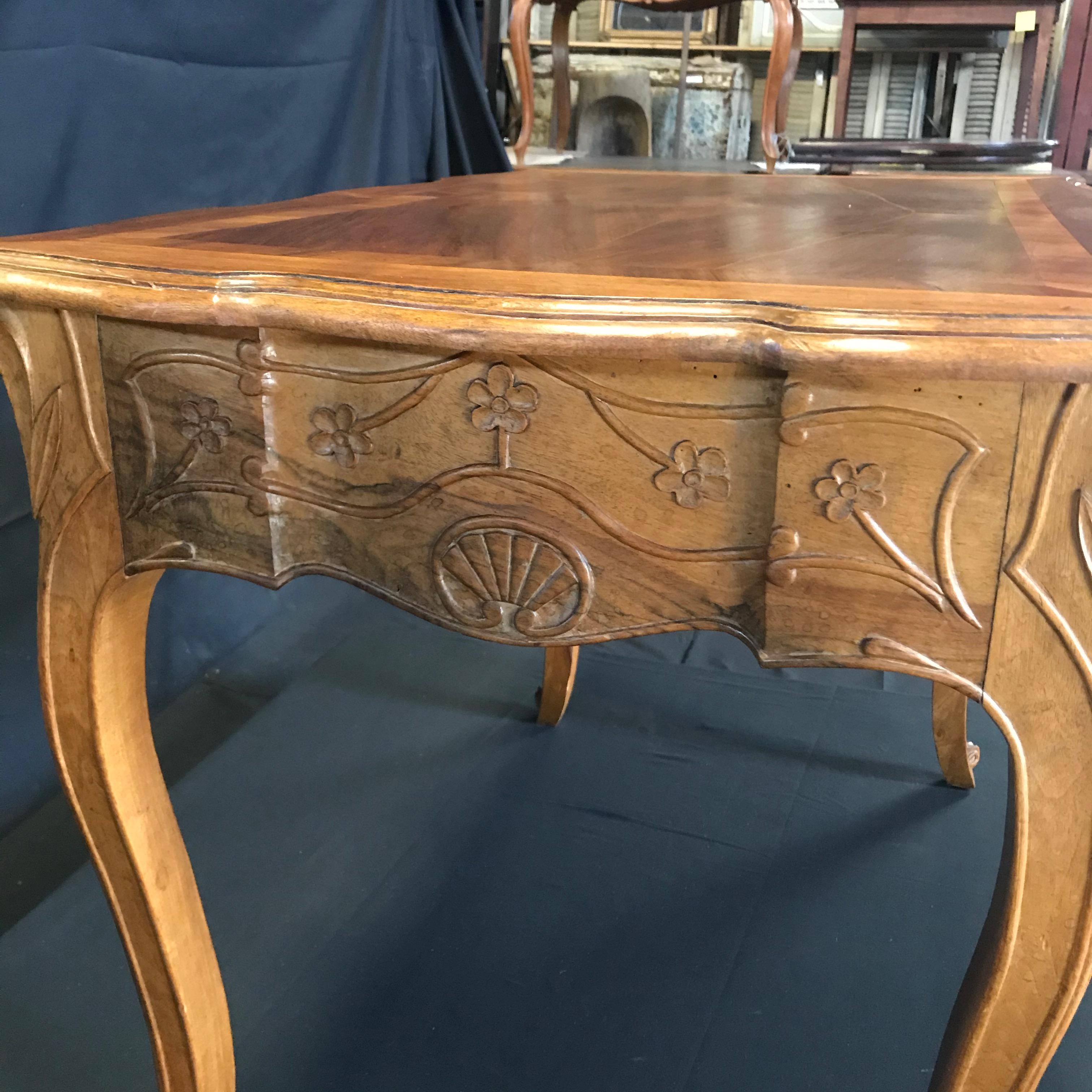 Carved 19th Century Country French Writing Table Desk or Side Table 1