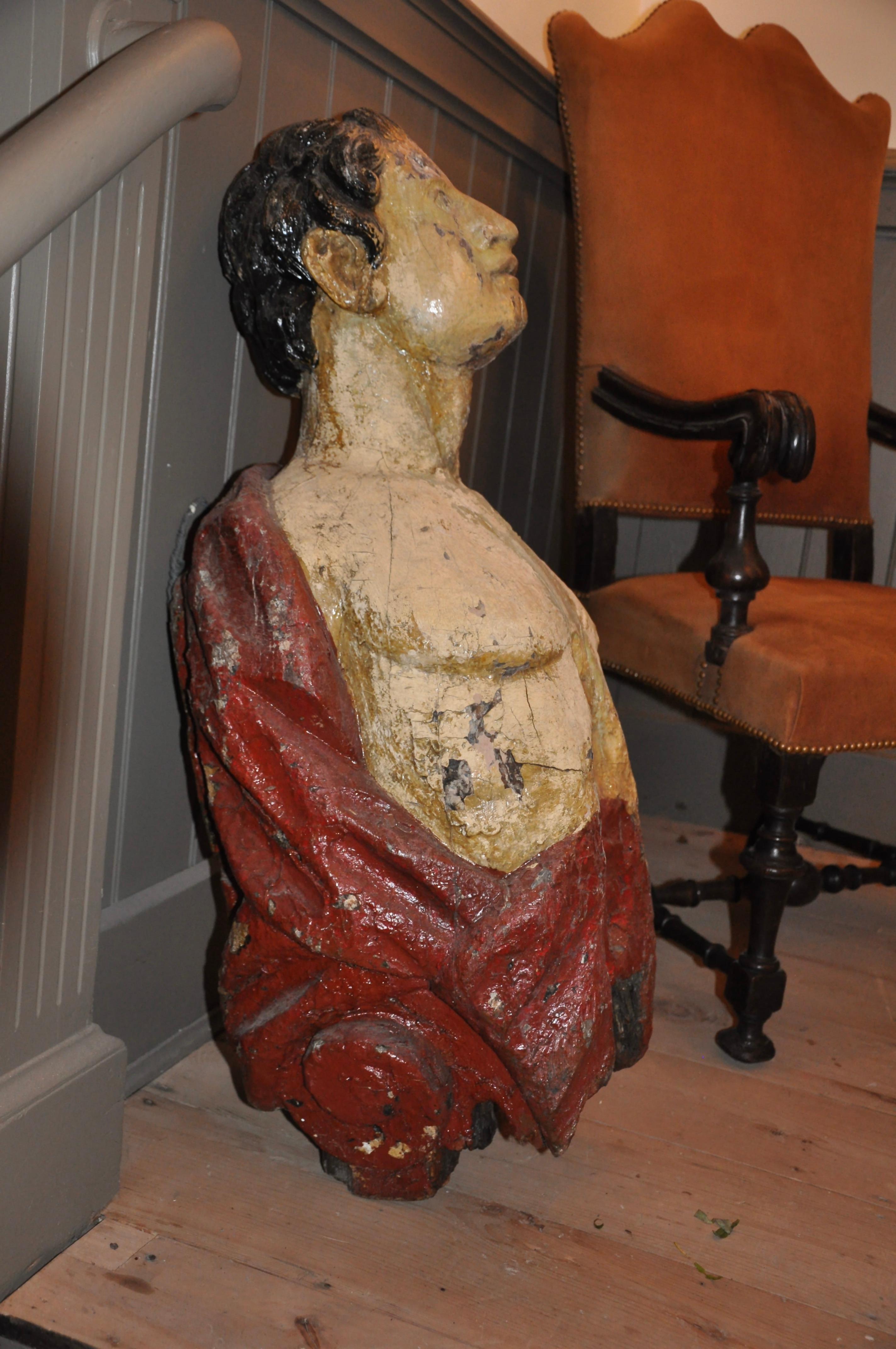 Georgien Figure de navire anglaise du 19ème siècle sculptée représentant un homme classique en vente
