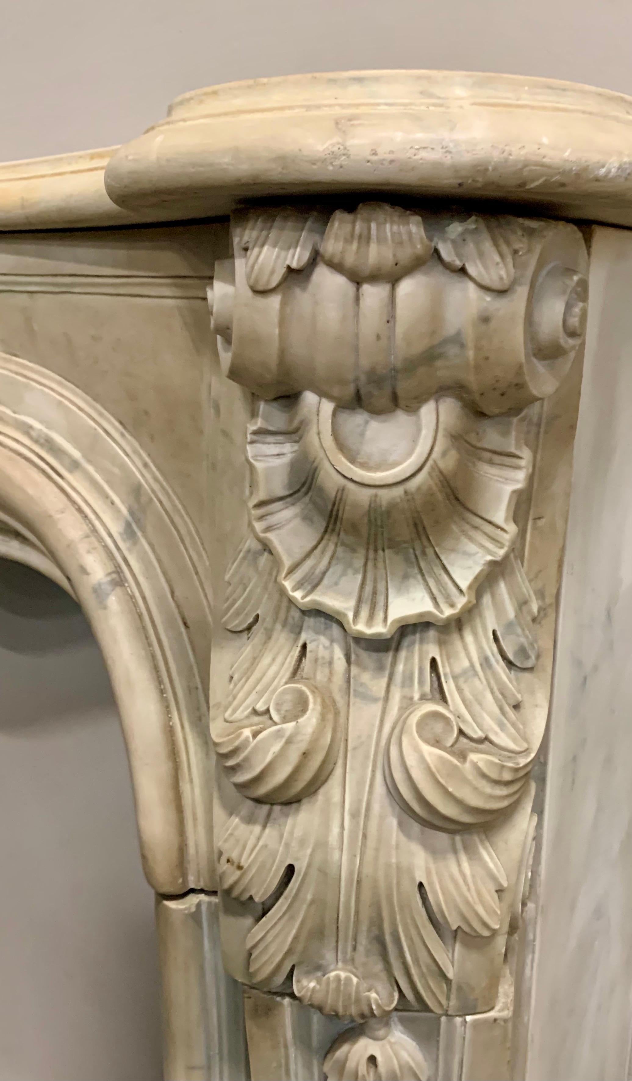 Carved 19th Century French Marble Mantel Mantle Fireplace Chimneypiece 6