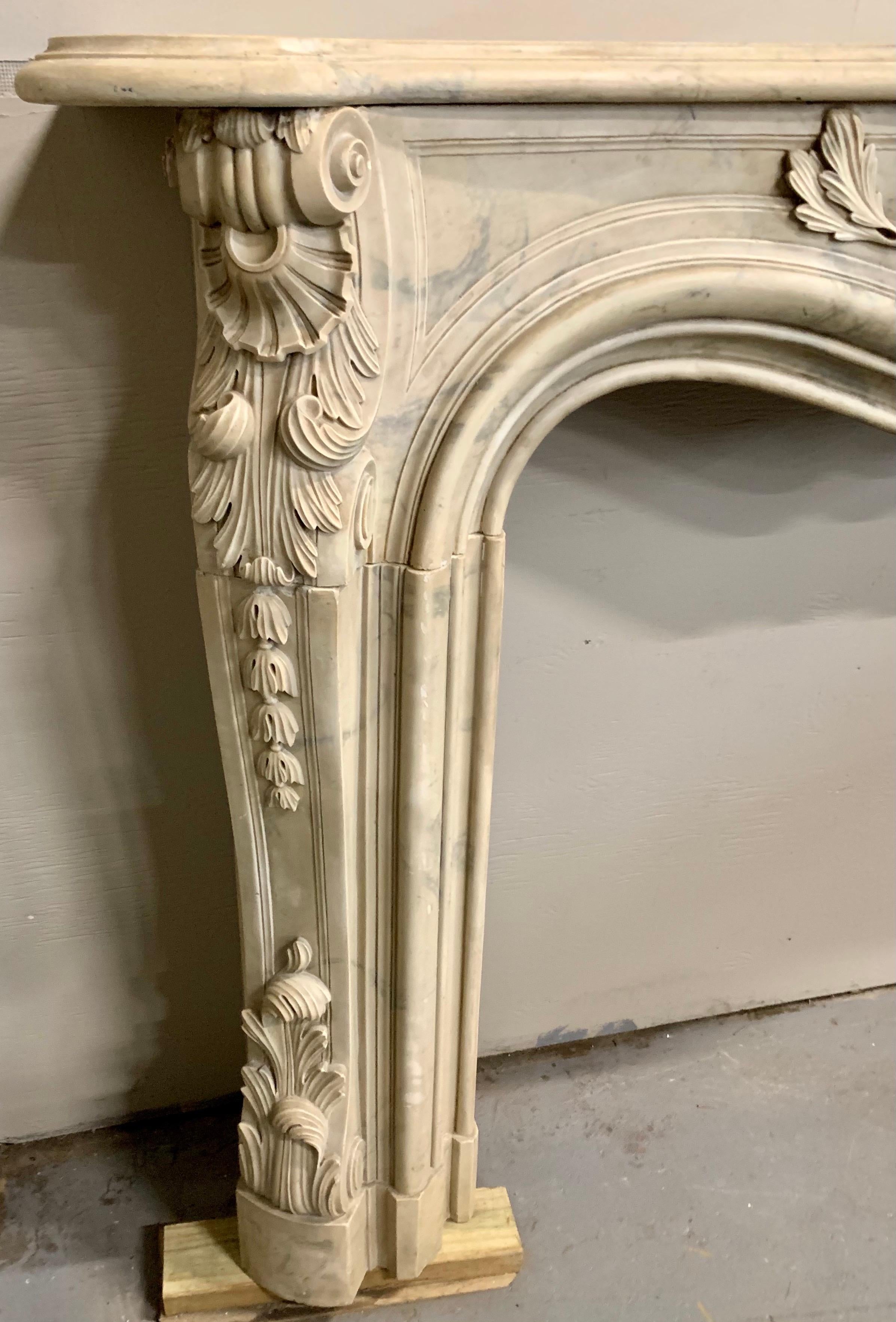Carved 19th Century French Marble Mantel Mantle Fireplace Chimneypiece 2