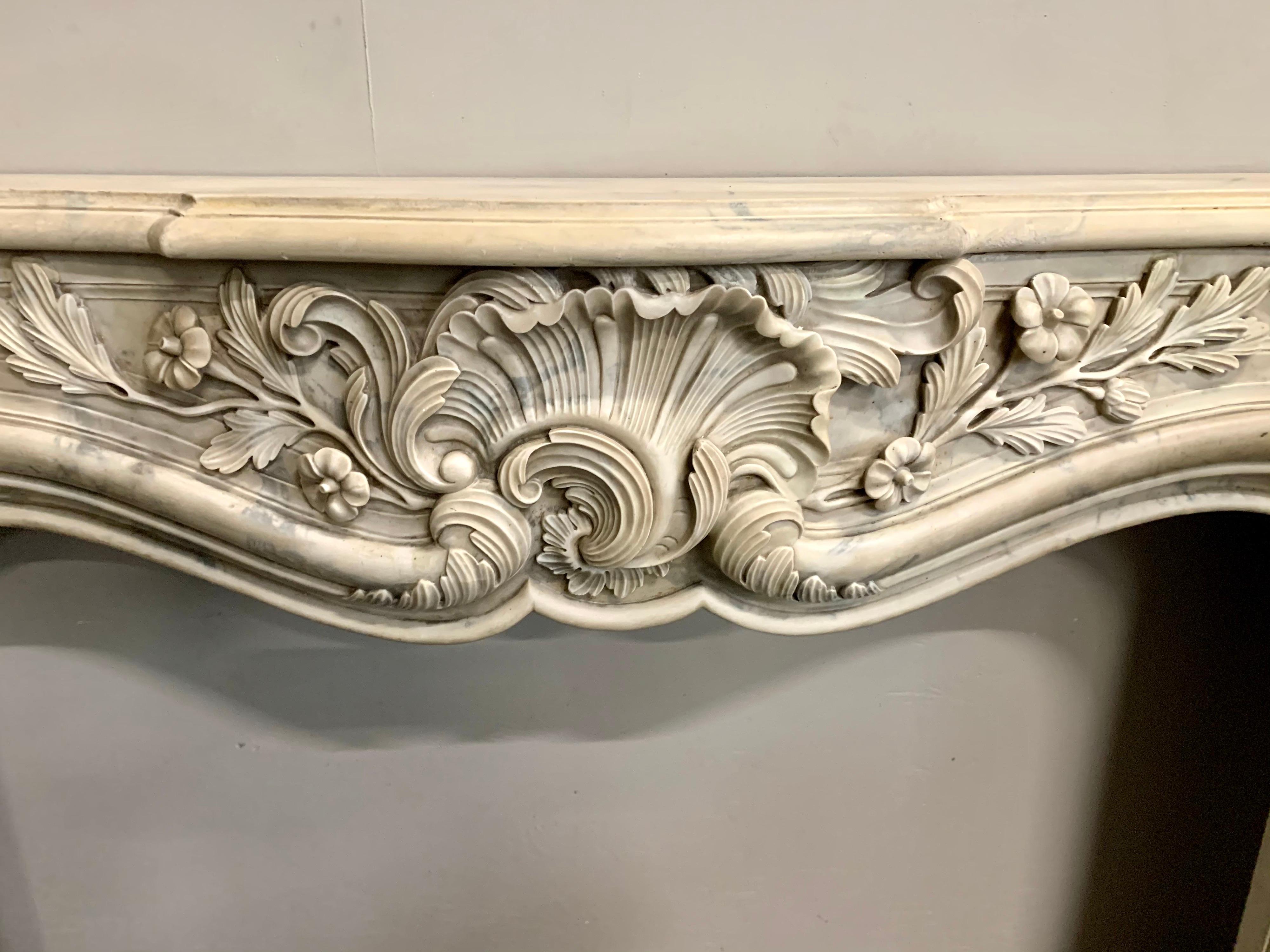 Carved 19th Century French Marble Mantel Mantle Fireplace Chimneypiece 4