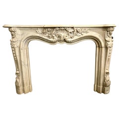 Carved 19th Century French Marble Mantel Mantle Fireplace Chimneypiece