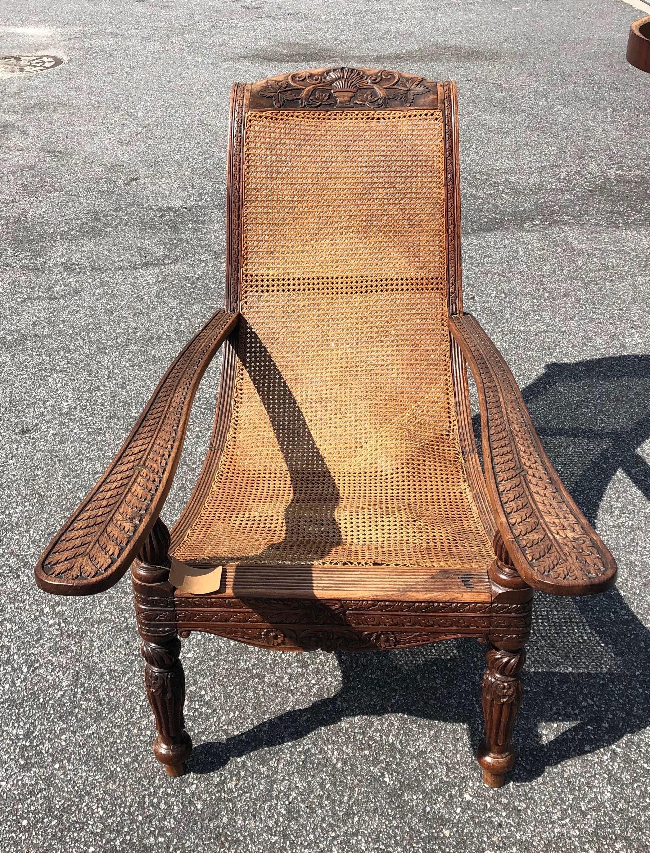 Beautifully carved 19th century West Indies rosewood plantation chair.