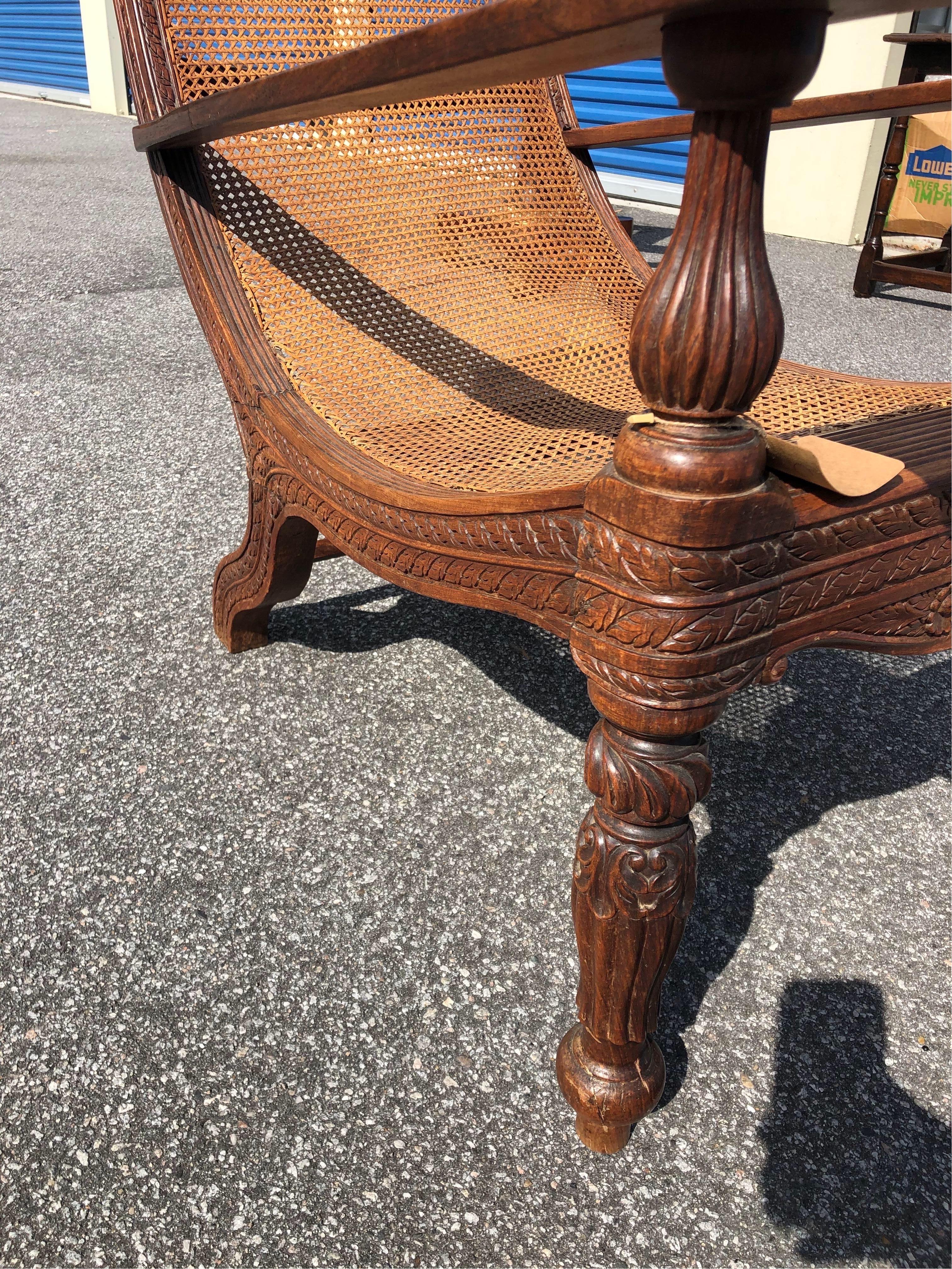 Caribbean Carved 19th Century West Indies Rosewood Plantation Chair For Sale