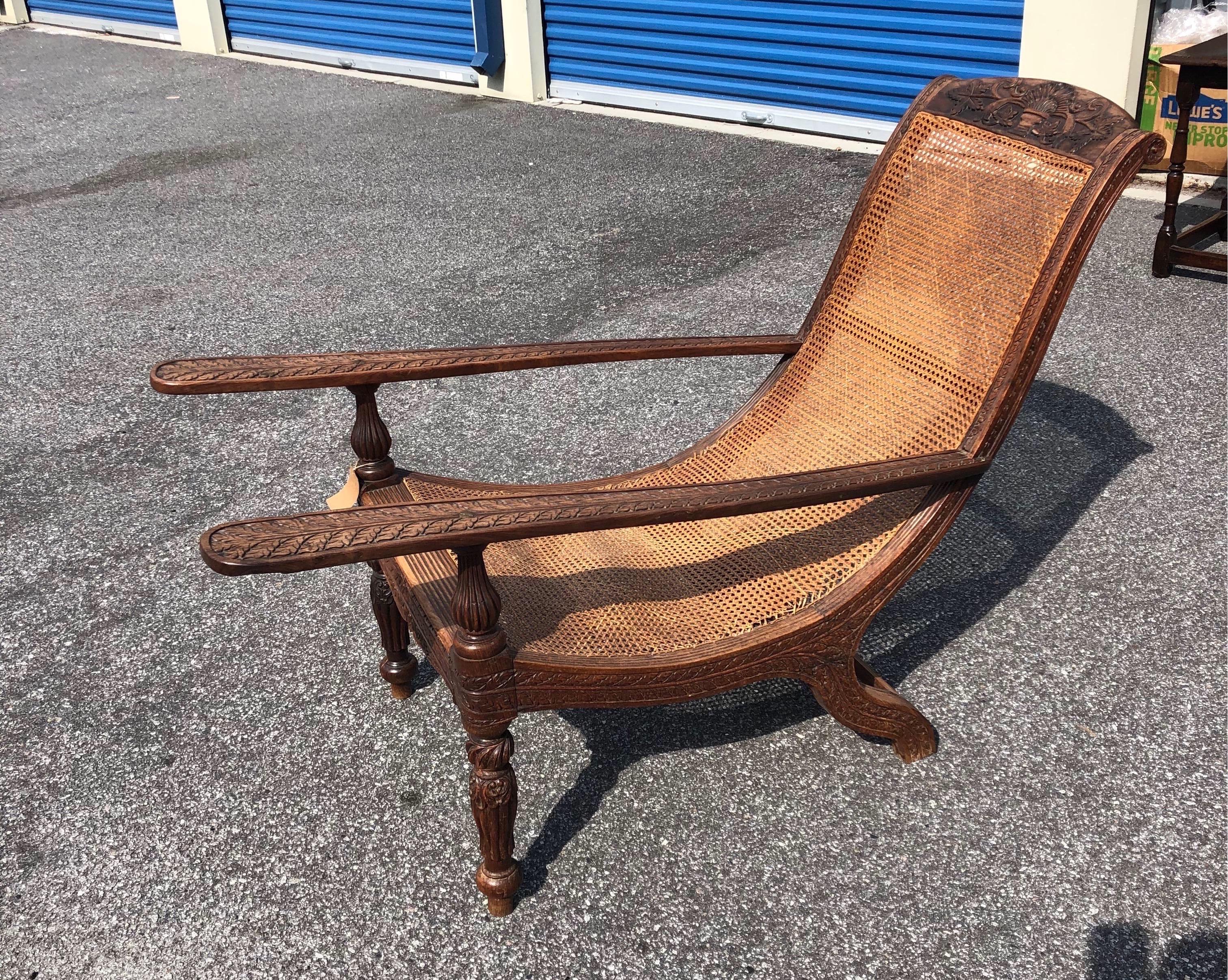 Carved 19th Century West Indies Rosewood Plantation Chair In Good Condition For Sale In Charleston, SC