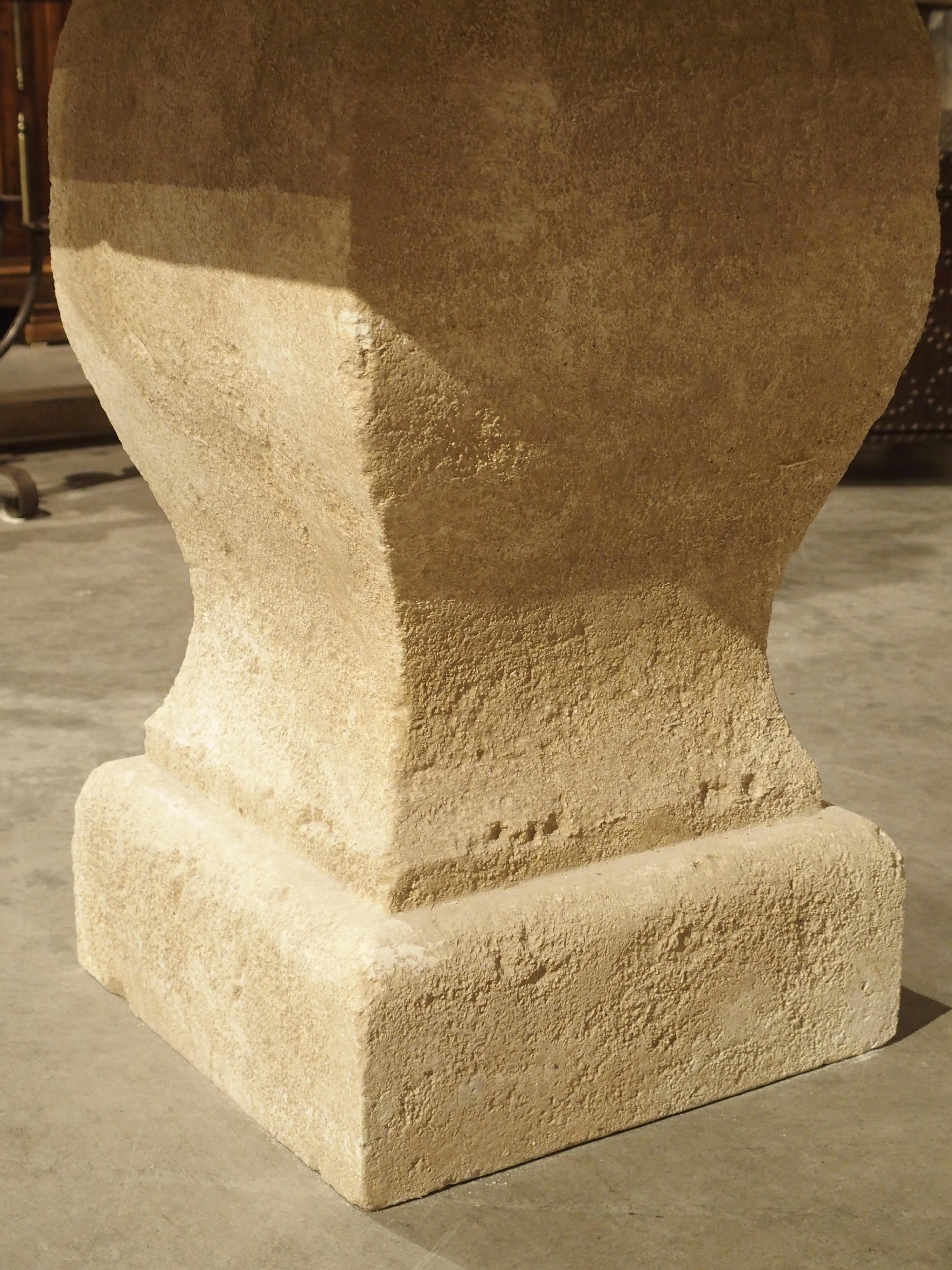 Carved 3-Section Limestone Dining Table from Provence, France 4