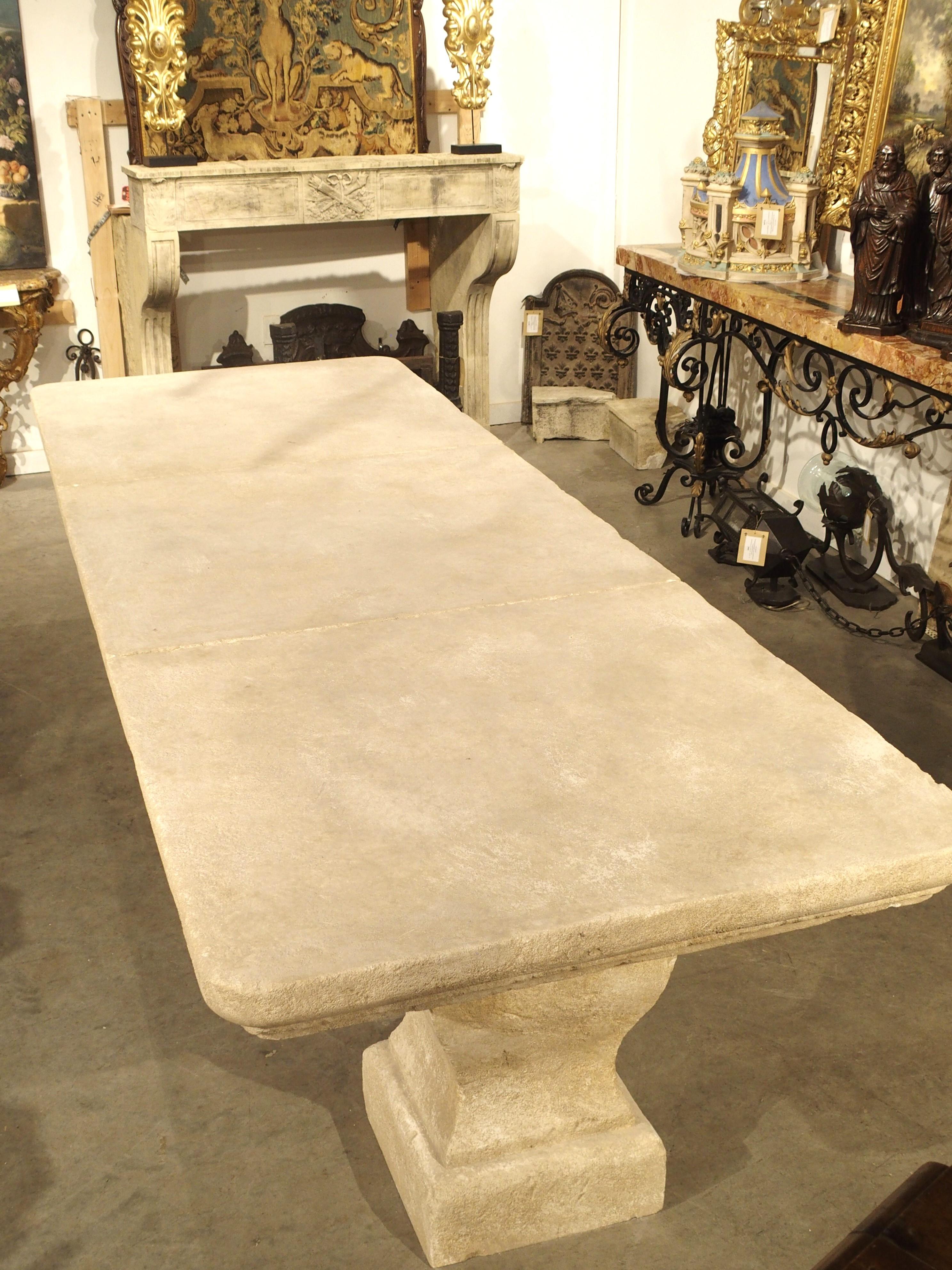 Carved 3-Section Limestone Dining Table from Provence, France 8