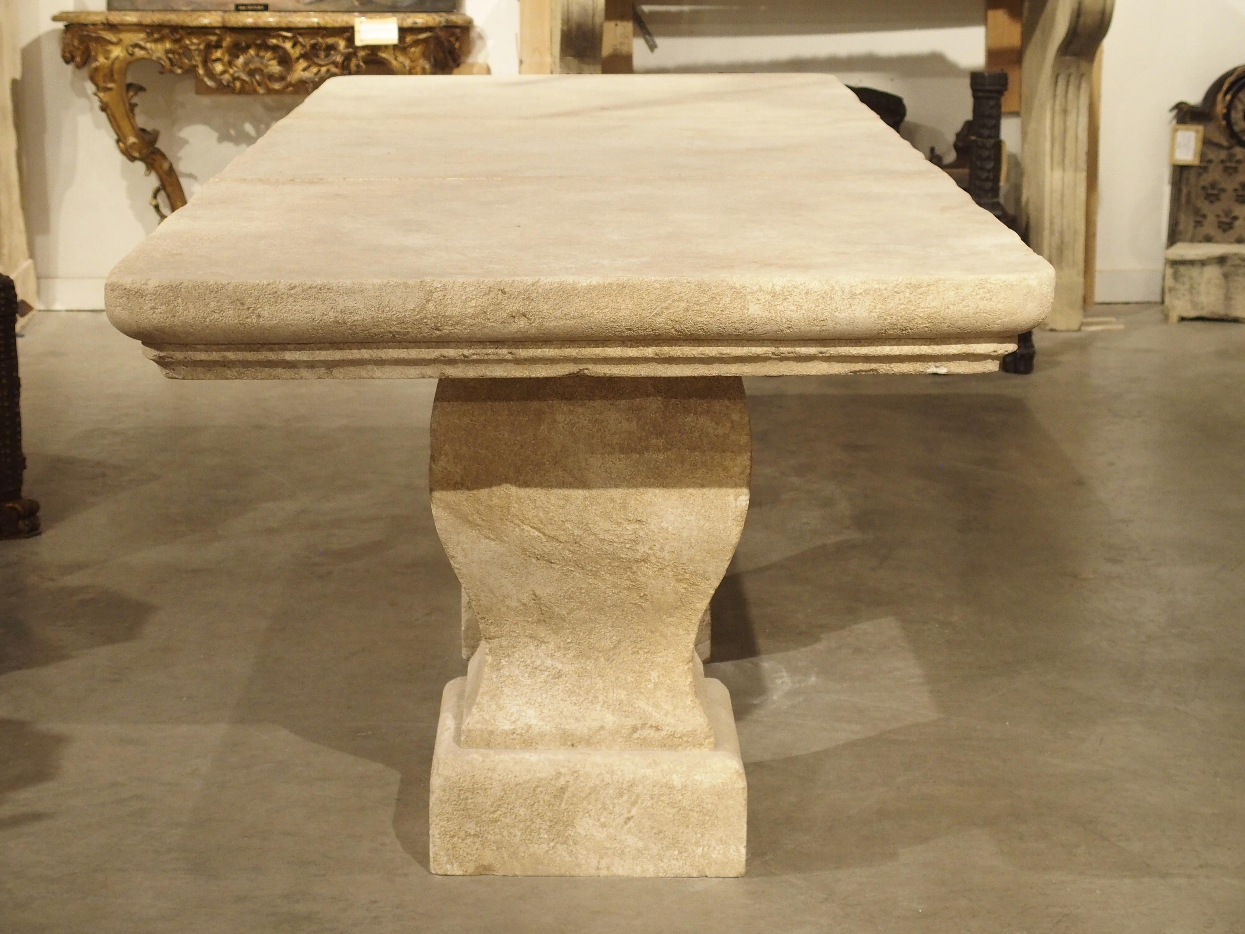 Carved 3-Section Limestone Dining Table from Provence, France 11