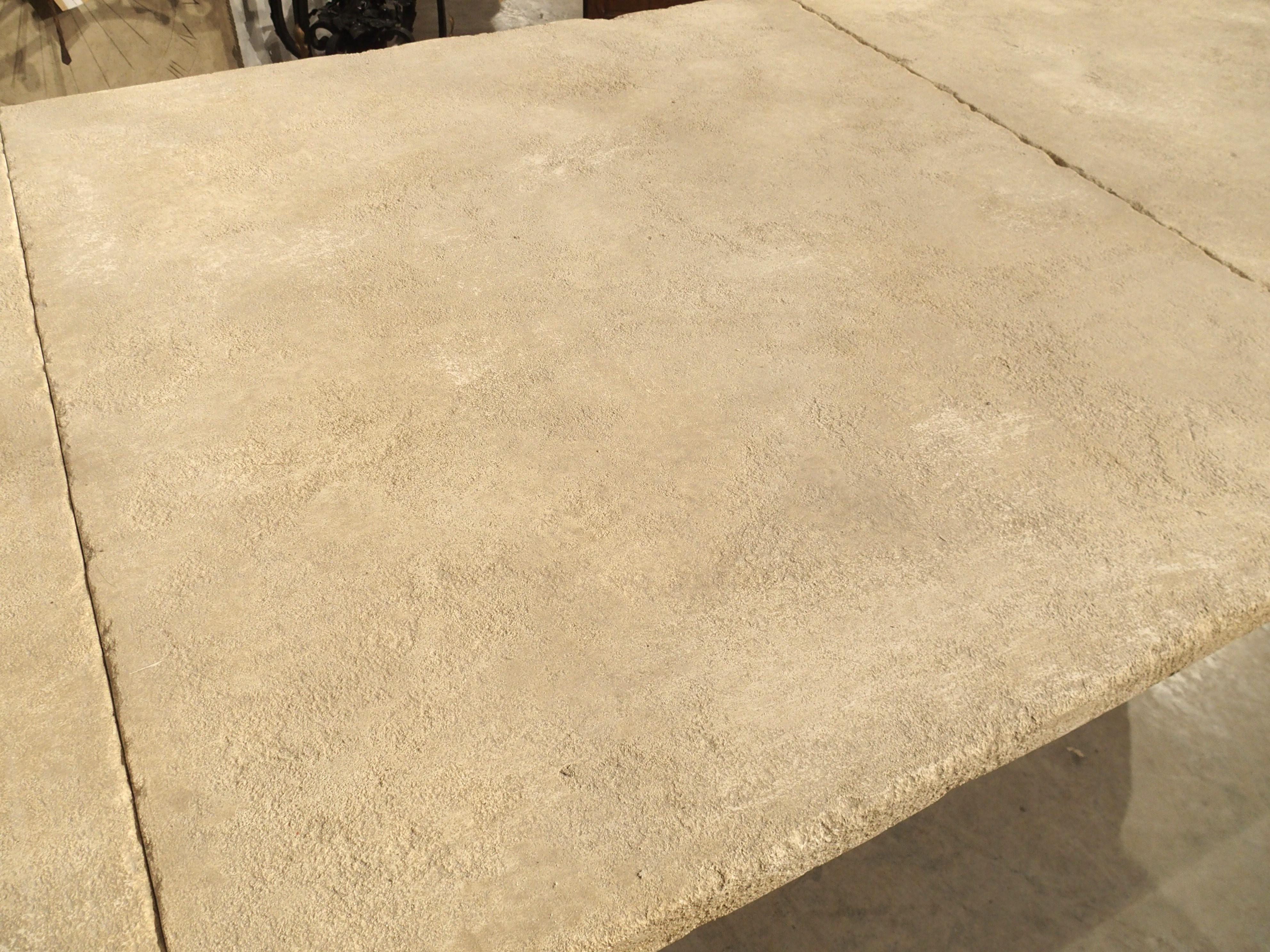 Carved 3-Section Limestone Dining Table from Provence, France In Good Condition In Dallas, TX