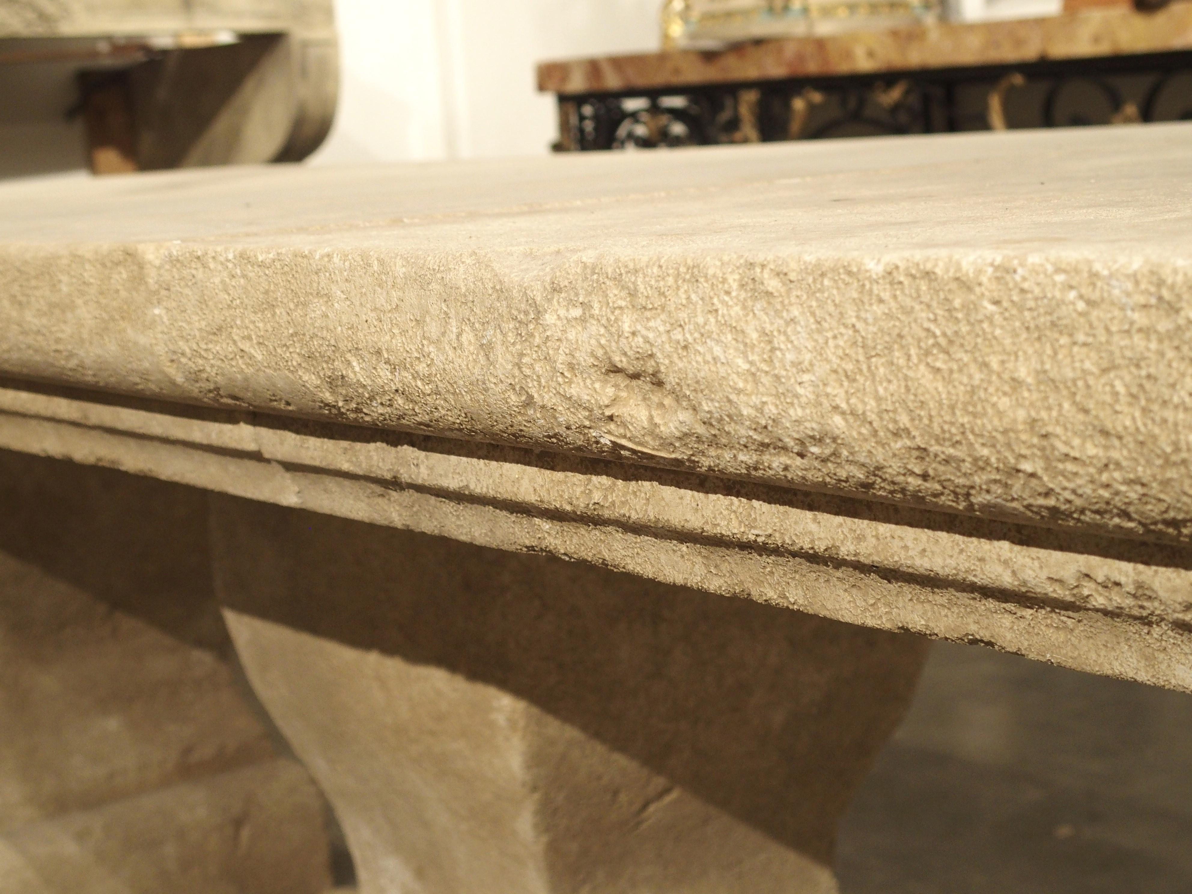 Carved 3-Section Limestone Dining Table from Provence, France 1