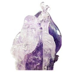 Carved 3.5kg Hardstone Amethyst Figure of Shoulao the Inmortal Chinese God