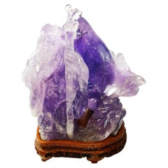 Carved 3.5kg Hardstone Amethyst Figure of Shoulao the Inmortal Chinese God