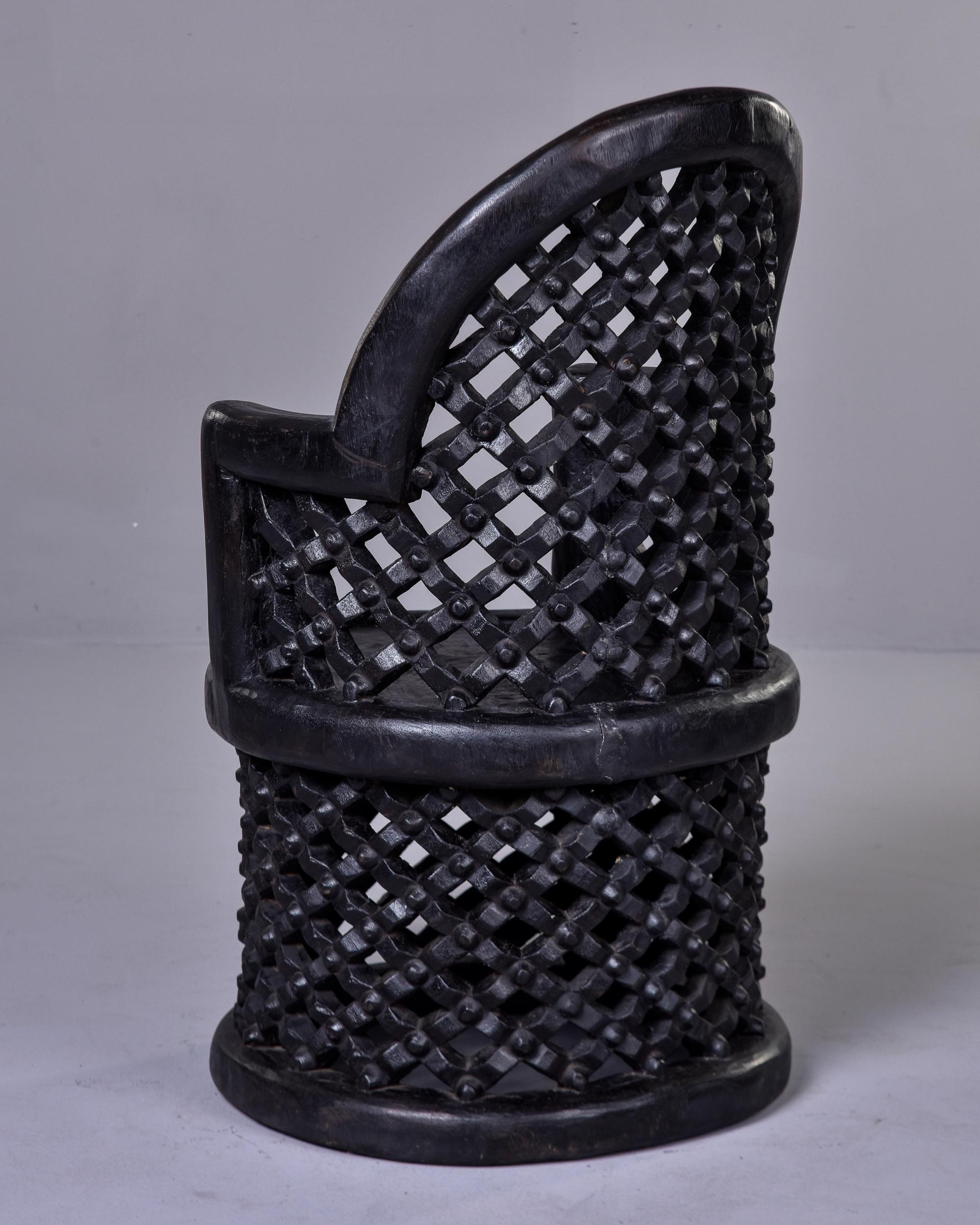 Hand-Carved Carved African Bamileke Throne Chair For Sale