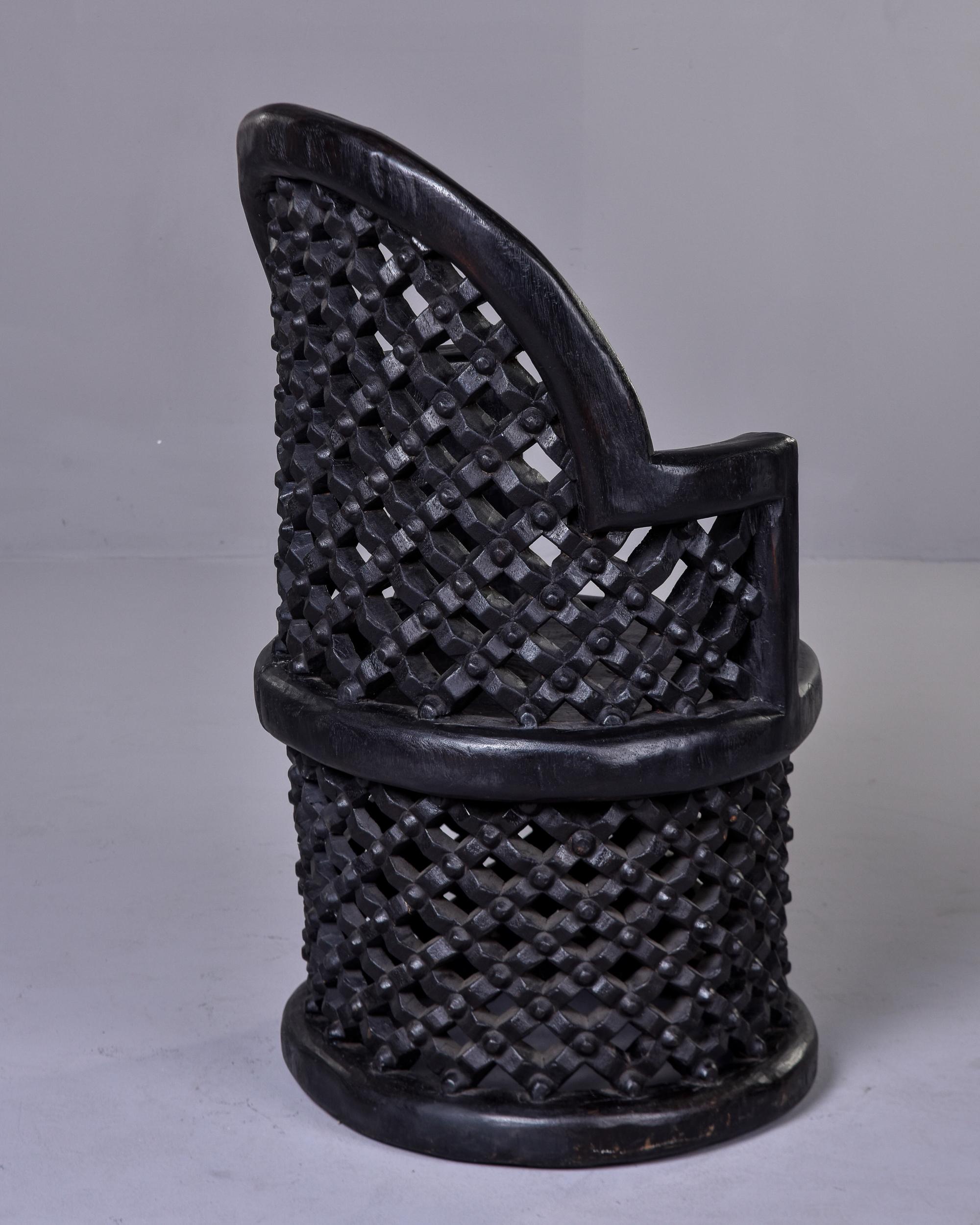Carved African Bamileke Throne Chair In Good Condition For Sale In Troy, MI