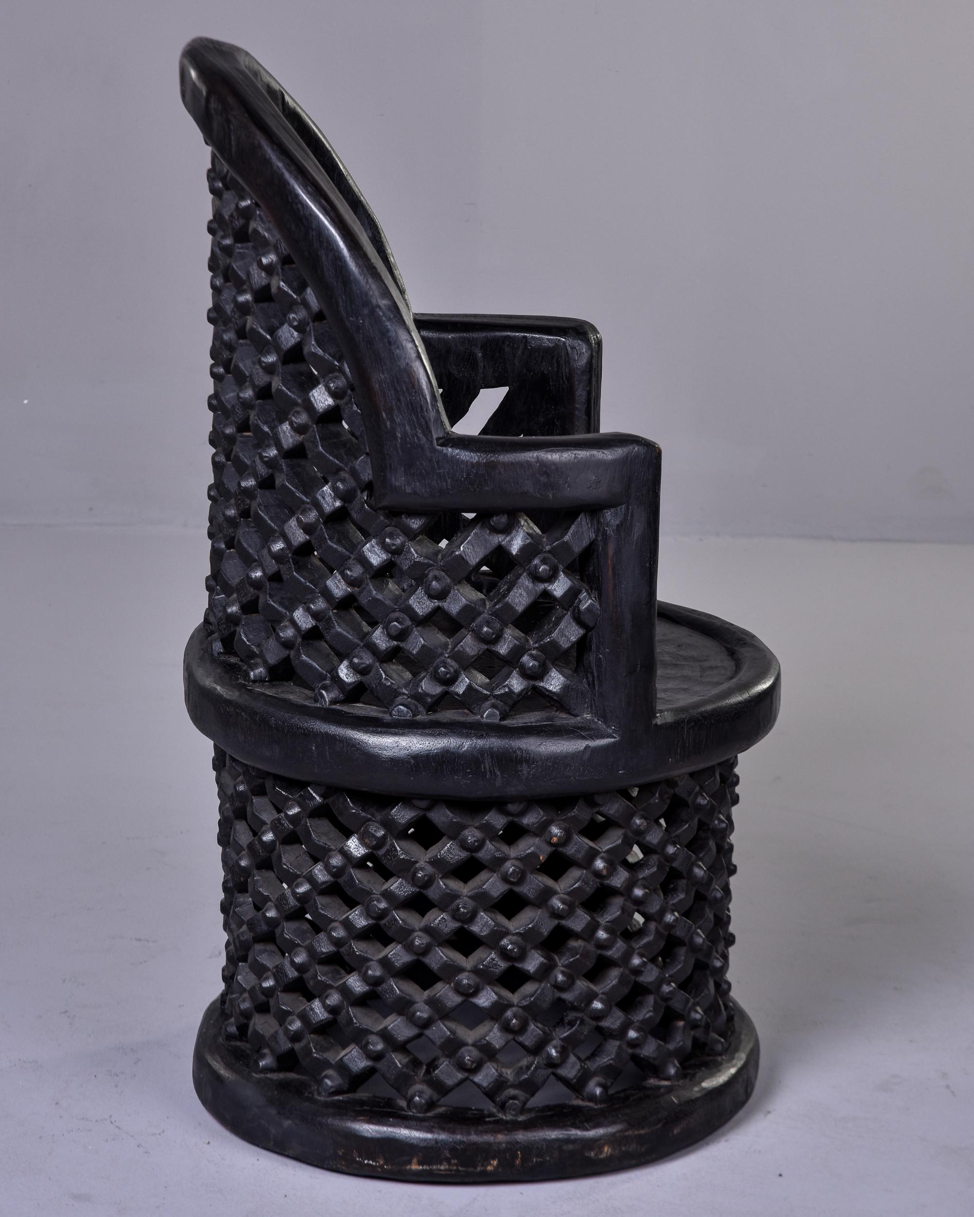Wood Carved African Bamileke Throne Chair For Sale