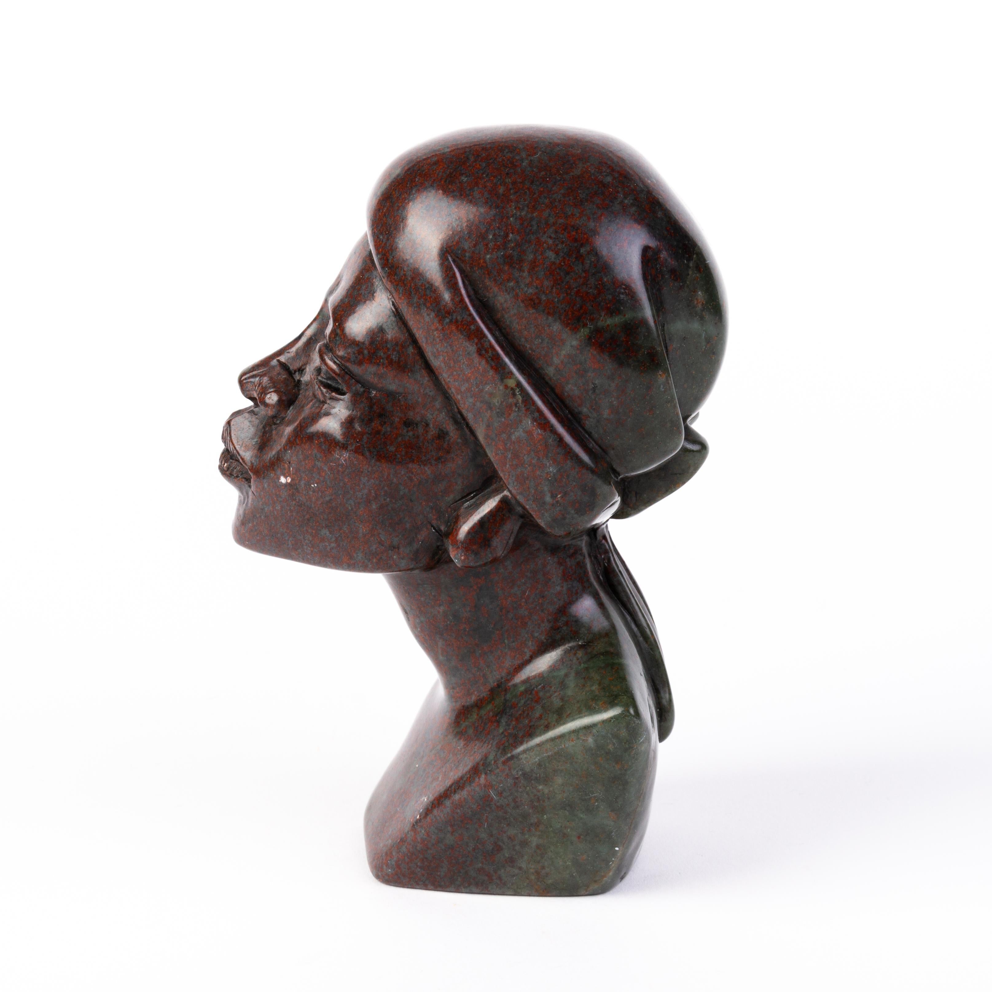 20th Century Carved African Bloodstone Bust Sculpture 