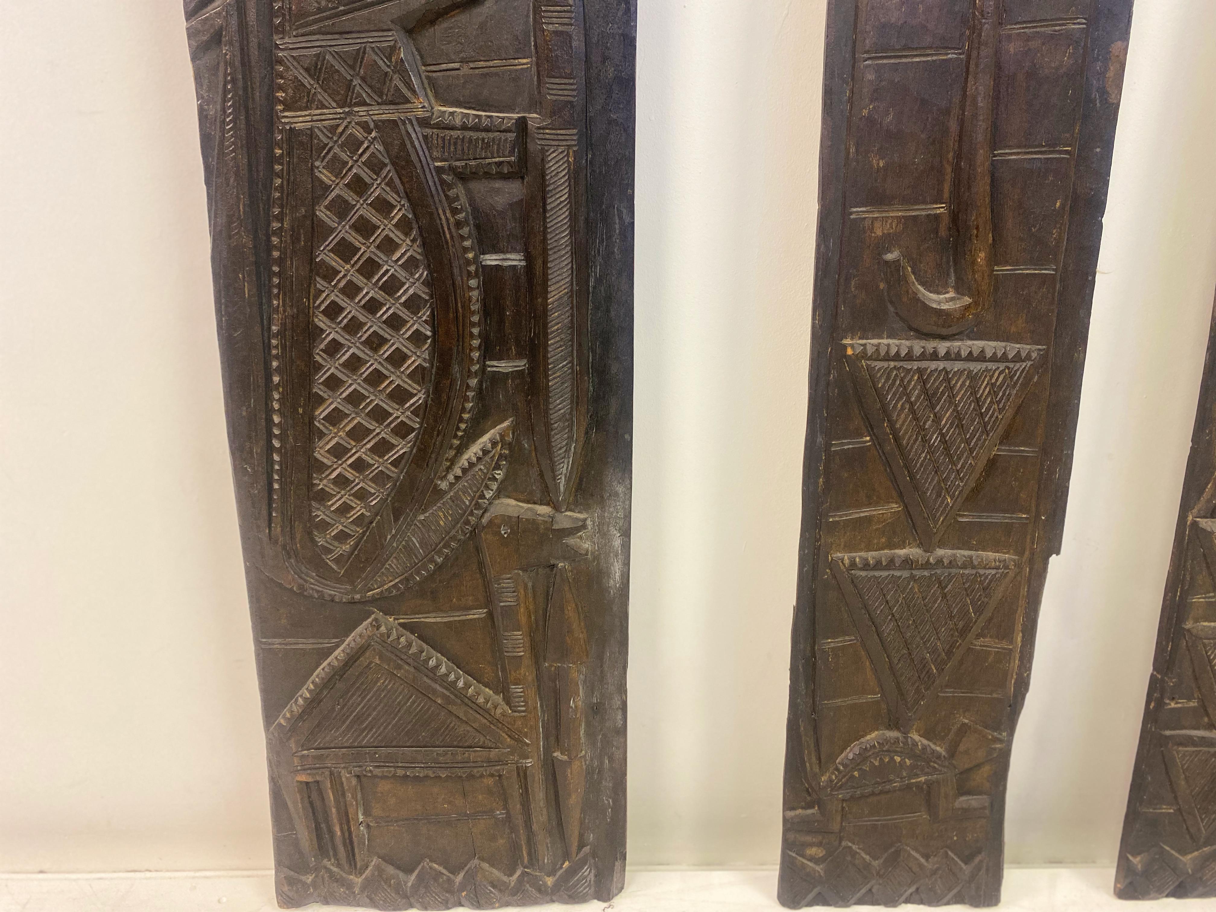 Carved African Wood Door Panel Wall Plaques For Sale 5