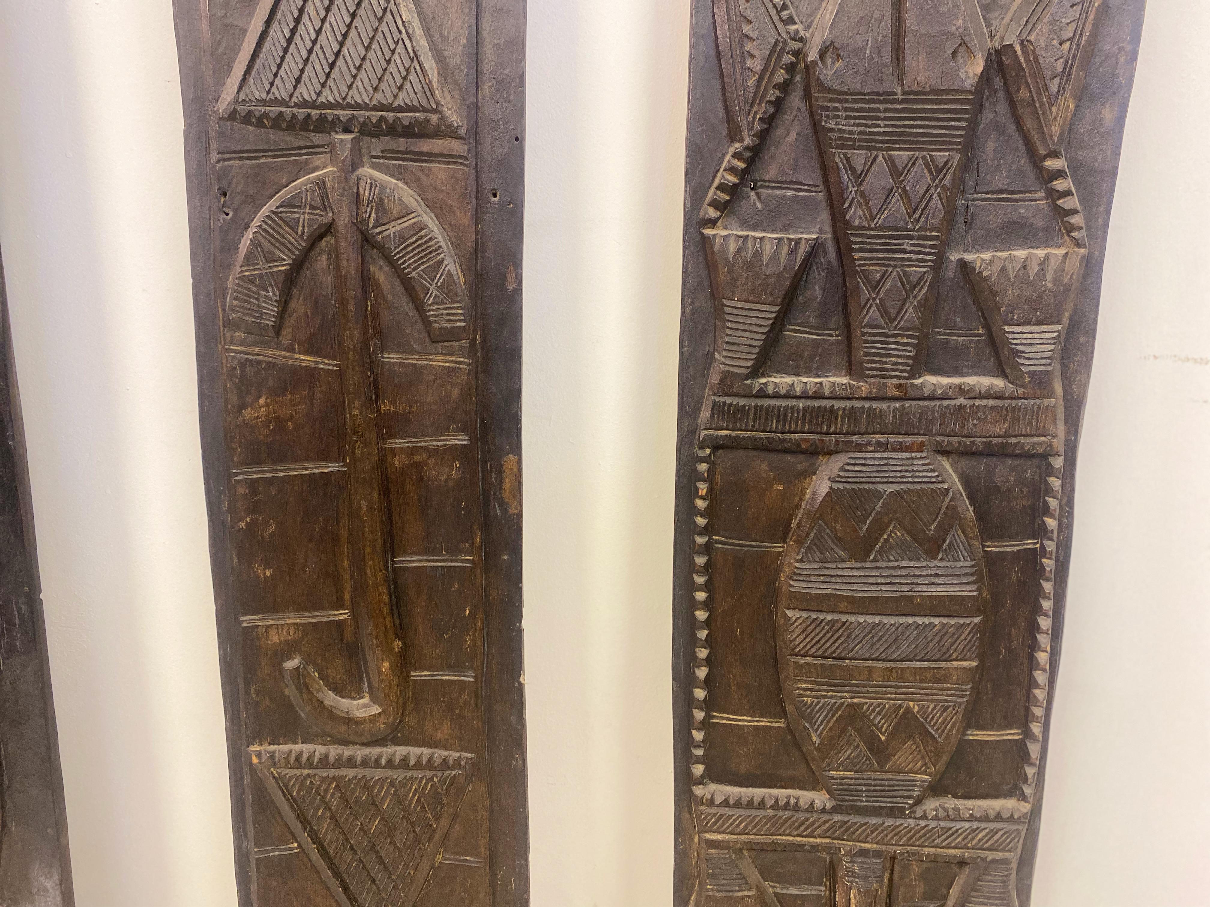 Carved African Wood Door Panel Wall Plaques For Sale 6