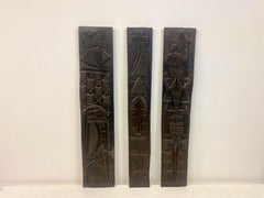 Carved African Wood Door Panel Wall Plaques
