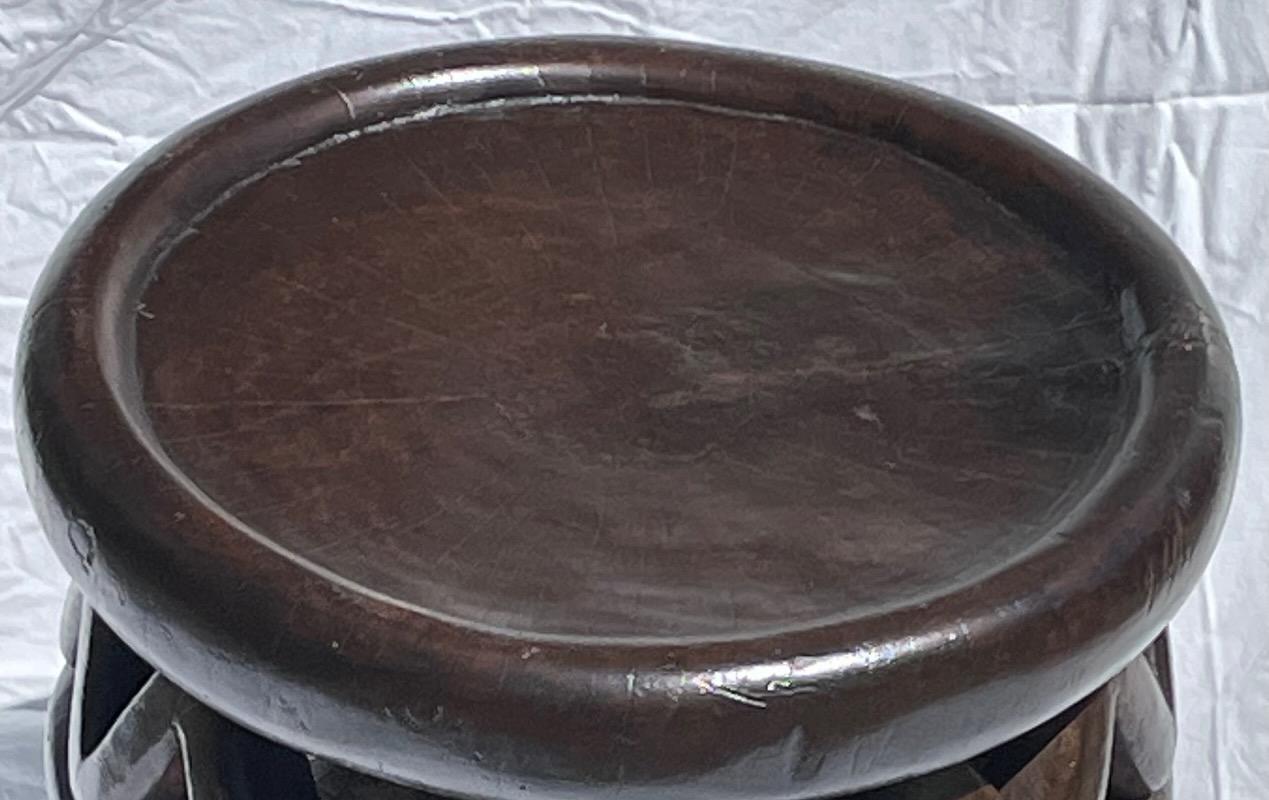 Hand-Carved Carved African Wooden Stool Or Cocktail Table, Cameroon, Africa, 1950s For Sale